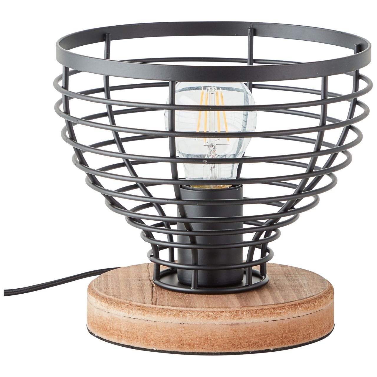 Brilliant Tischleuchte »Avia«, 1 flammig, Leuchtmittel E27 | ohne Leuchtmittel, 18,5 cm Höhe, Ø 20 cm, E27, Metall/Holz, schwarz/braun