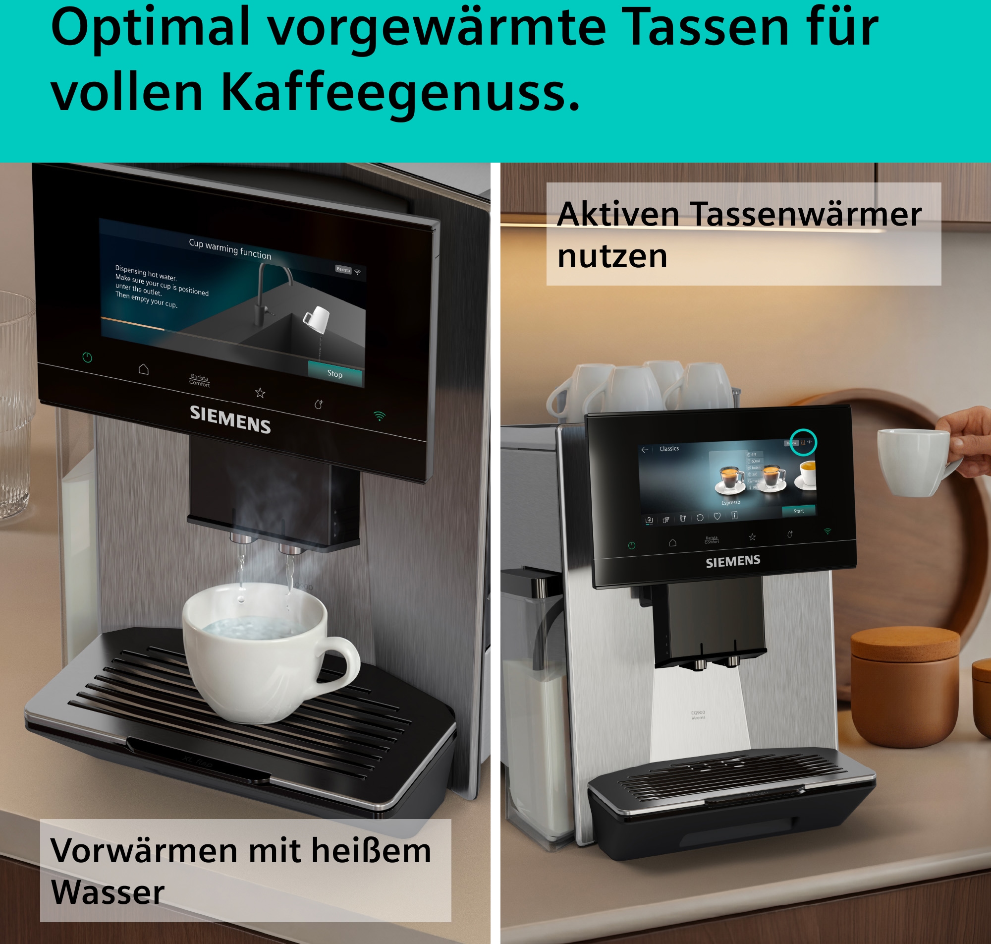 SIEMENS Kaffeevollautomat »TQ923E03« farbiges 6.8'' TFT-Display, individuelle Aromaeinstellung, Edelstahl