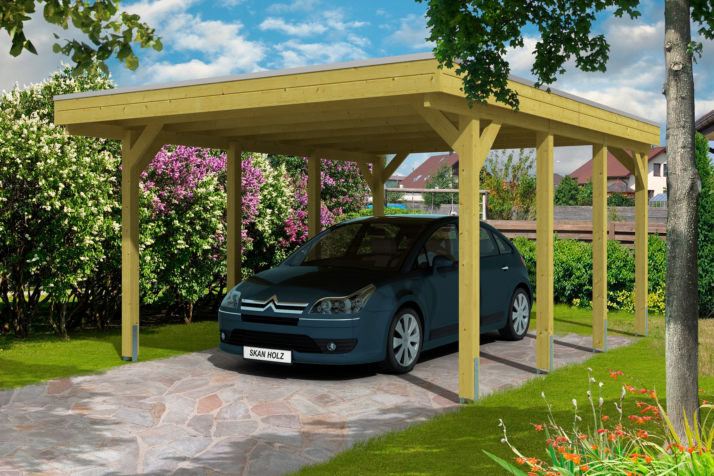 Skanholz Einzelcarport "Friesland" Massivholz 355 cm grün