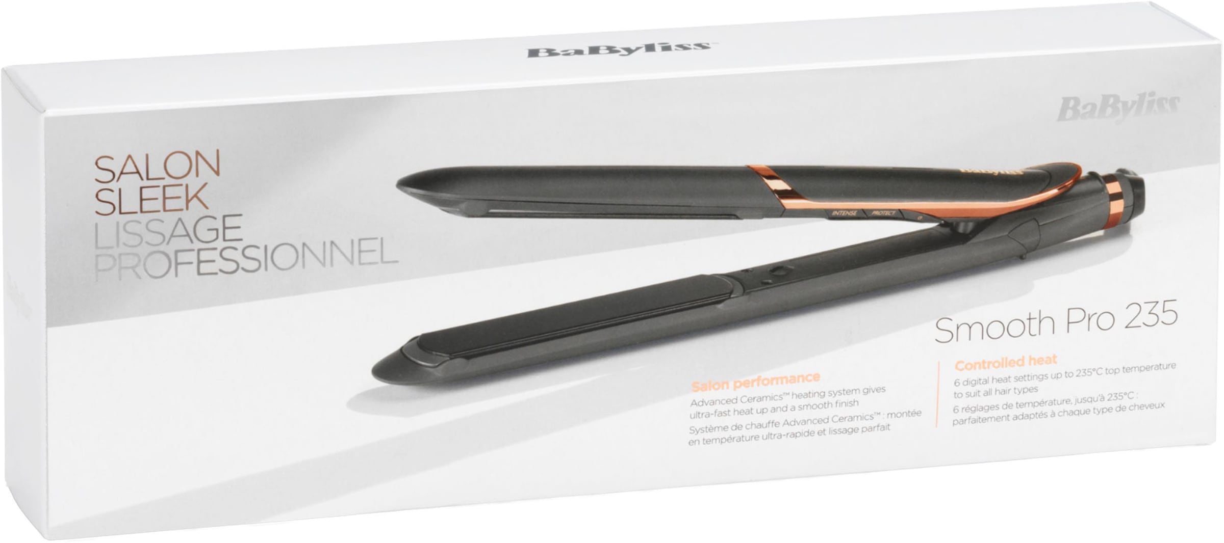 BaByliss Glätteisen »Smooth Pro 235 professionelles Glätteisen, ST394E« Nano-Keramikbeschichtung, 6 Temperaturstufen 140°C - 235°C, Ionen