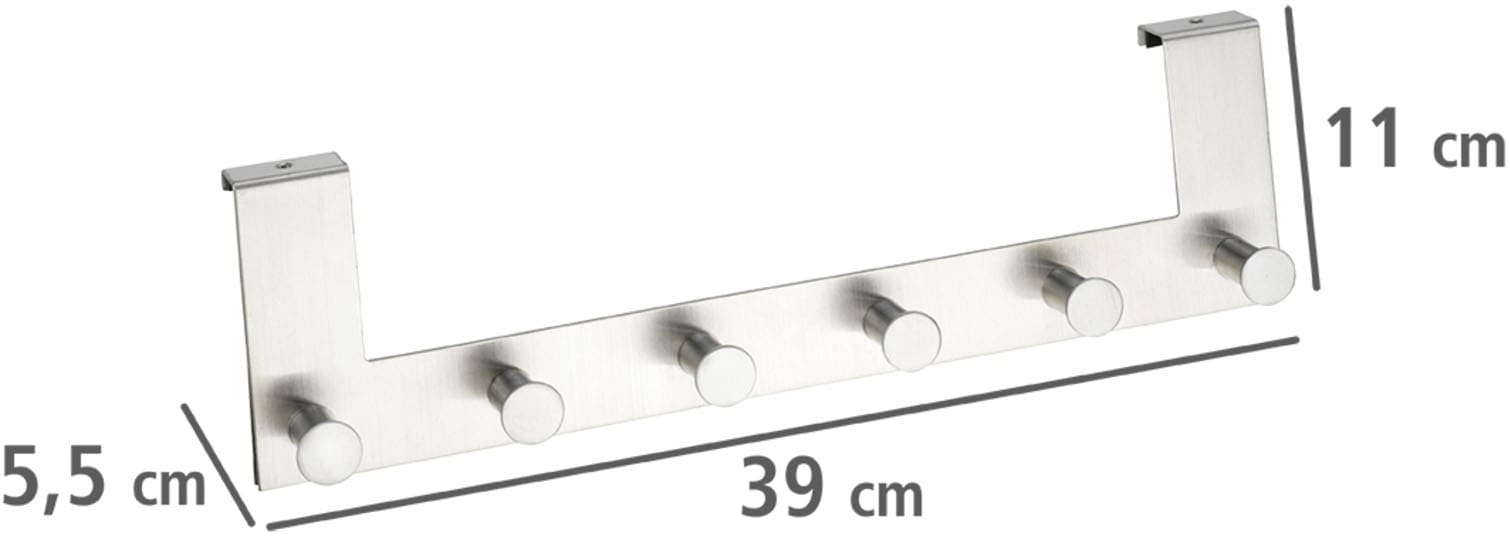 WENKO Türhaken »Modell Celano«, Türgarderobe, Hakenleiste mit 6 Haken, für einen Türfalz von 2 cm