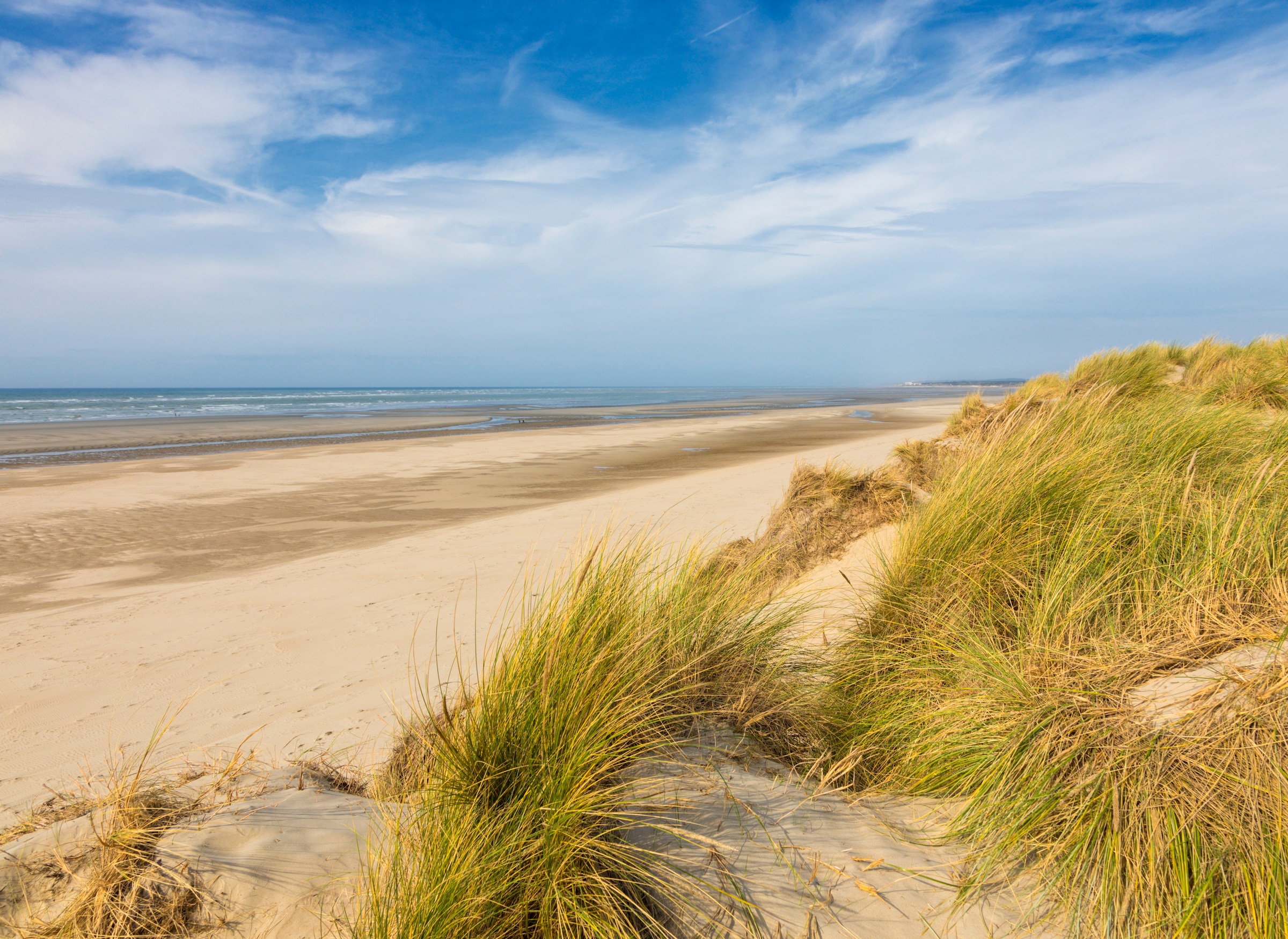 Fototapete PAPERMOON "Dunes Touquet-Paris Beach", bunt, B:4m L:2,6m, Vlies, Tapeten - B/L: 4m x 2,6m, Bahnen: 8 Stk.