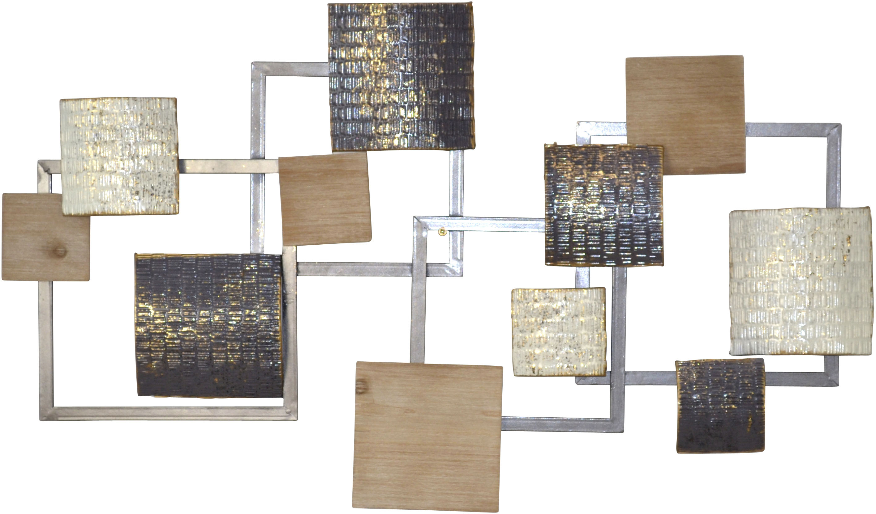 Thumbnail - pajoma Wanddekoobjekt "Wanddekoration" Meterial-Mix Metall und Holz, geometrische Formen