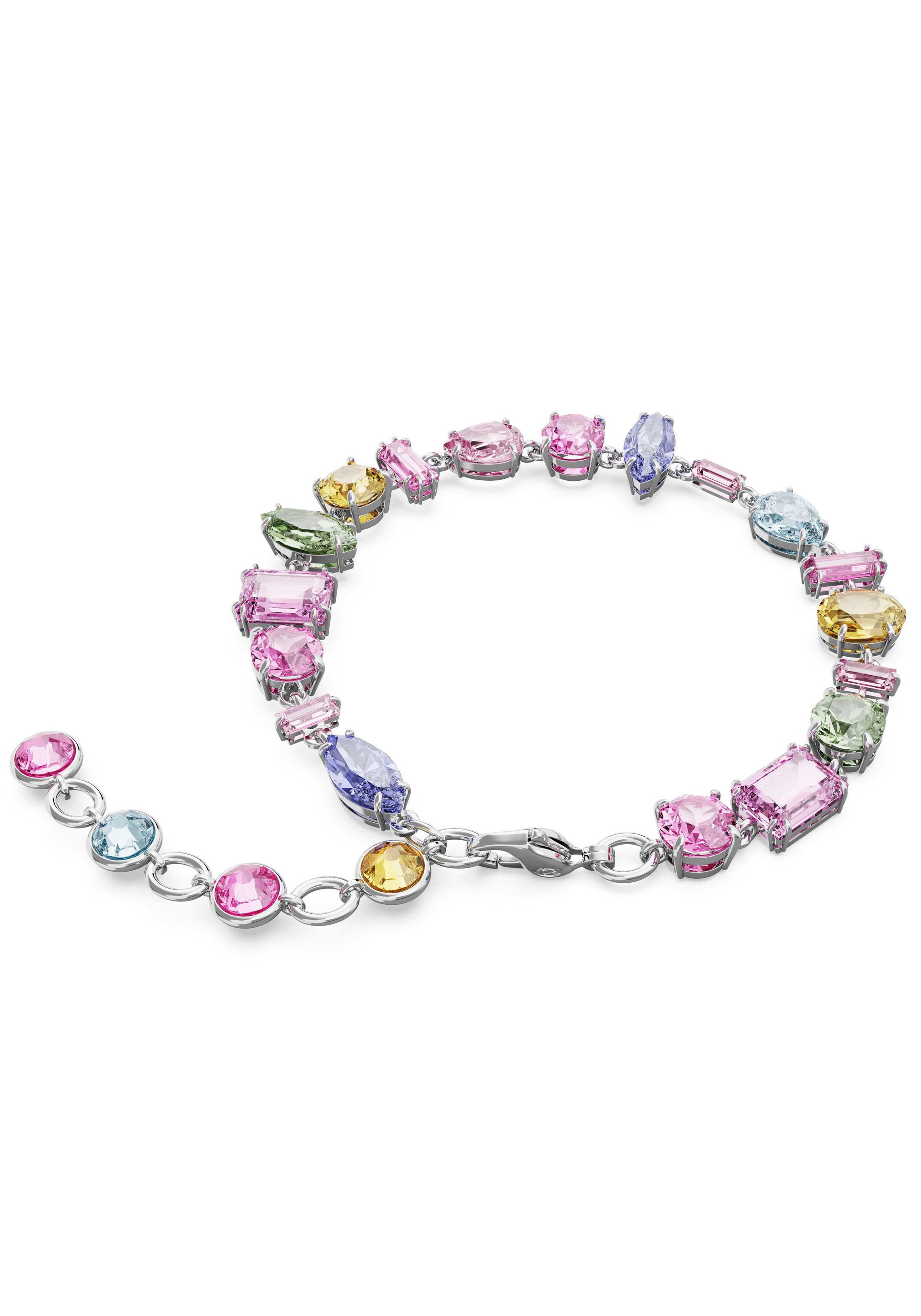Armband SWAROVSKI "GEMA" Gr. M, bunt (metallfarben, rosa, orange, blau, grün, türkis, rosa, orange, blau, grün, türkis), Armbänder, Damen, M, Metall, Armband, mit Swarovski Kristall 3