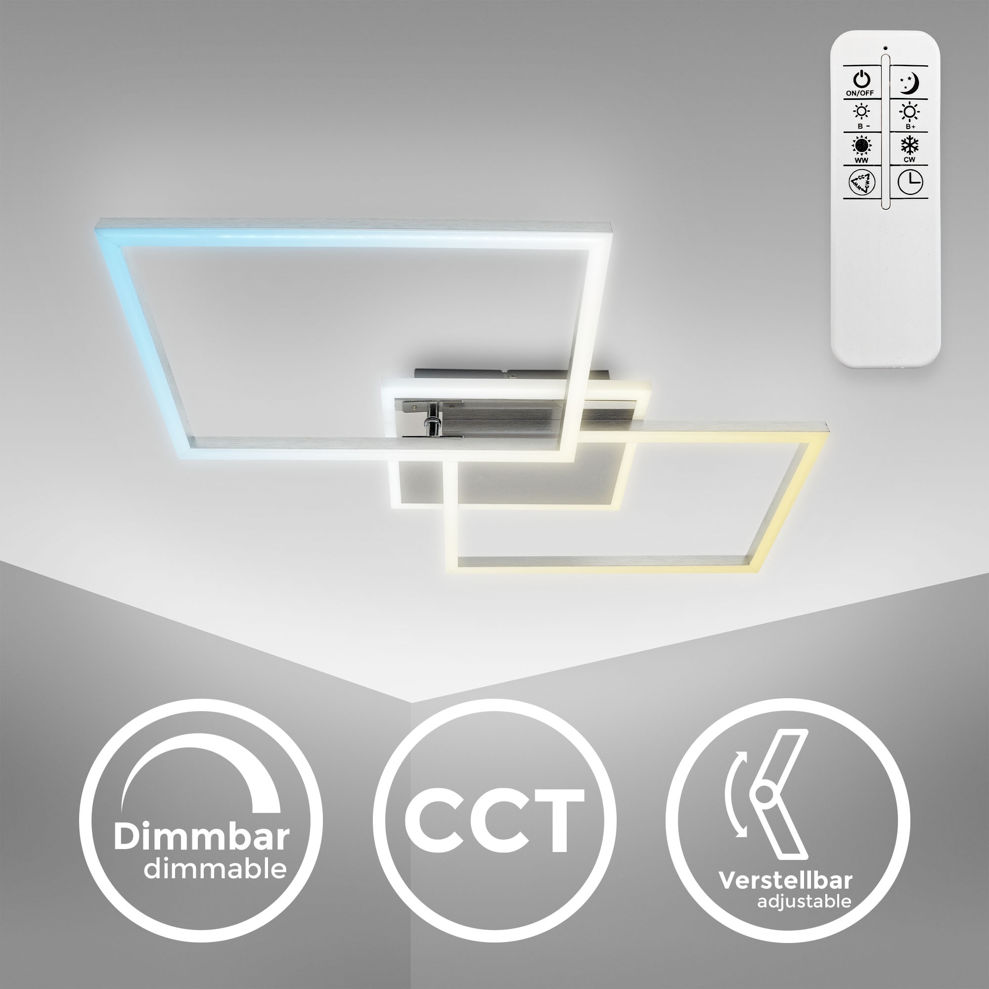 B.K.Licht LED Deckenleuchte »BKL1440 LED Deckenlampe, einstellbare Farbtemperatur, LED Lampe«, 1 flammig, Leuchtmittel LED-Modul | LED fest integriert, 2700K - 6500K, 4.200Lm, 40W, 50x38,8x8 cm, Chrom-Alu