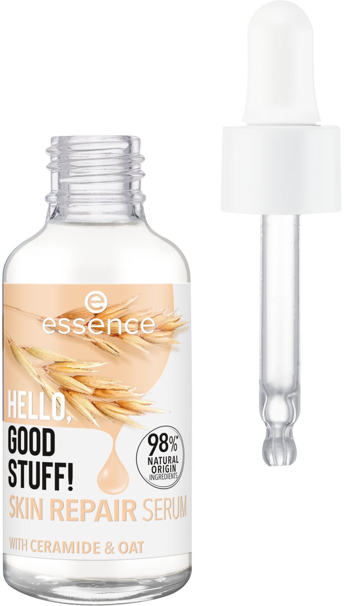 Essence Gesichtsserum »HELLO, GOOD STUFF! SKIN REPAIR SERUM«, (3er Pack), mit Ceramiden und Hafer