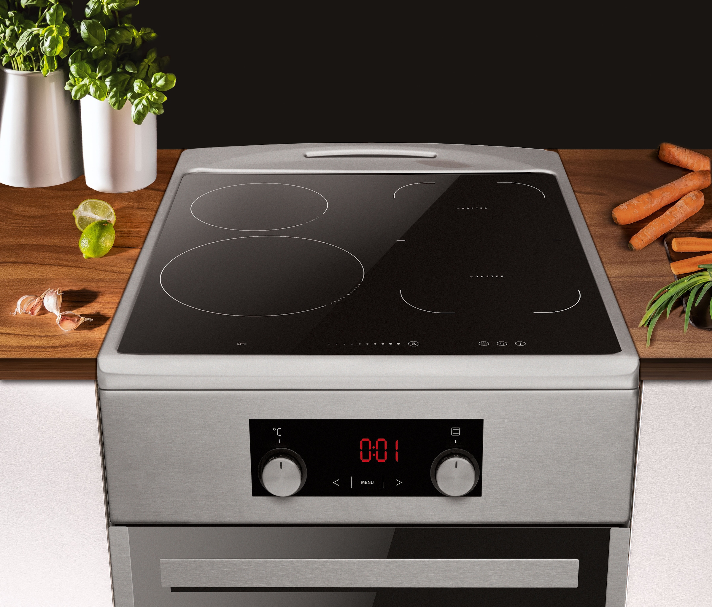 Amica Induktions-Standherd »SHI 905 150 W«, mit Teleskopauszug nachrüstbar, Steam Clean