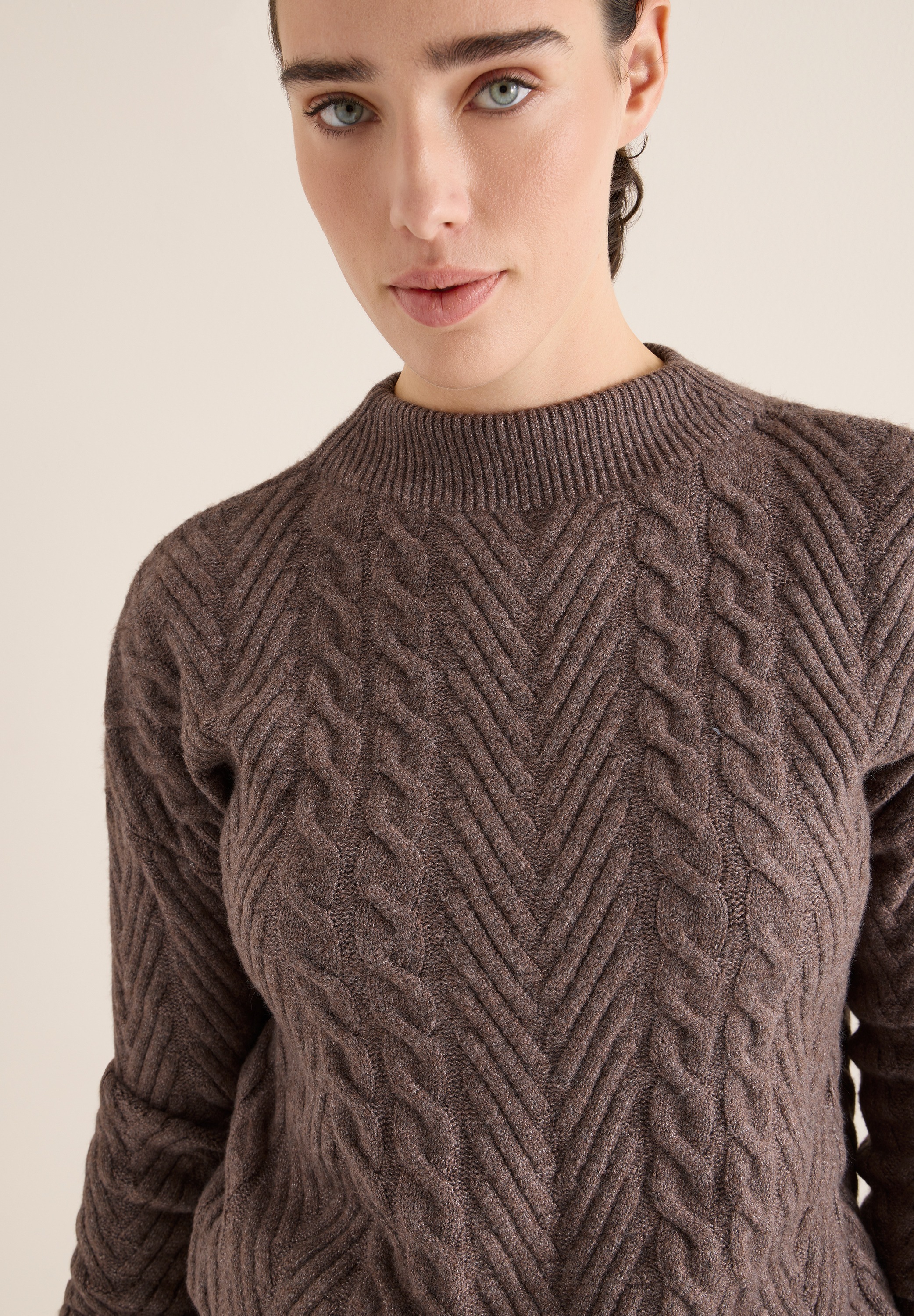 Thumbnail - Cecil Strickpullover mit Turtle Neck, Zopfmuster