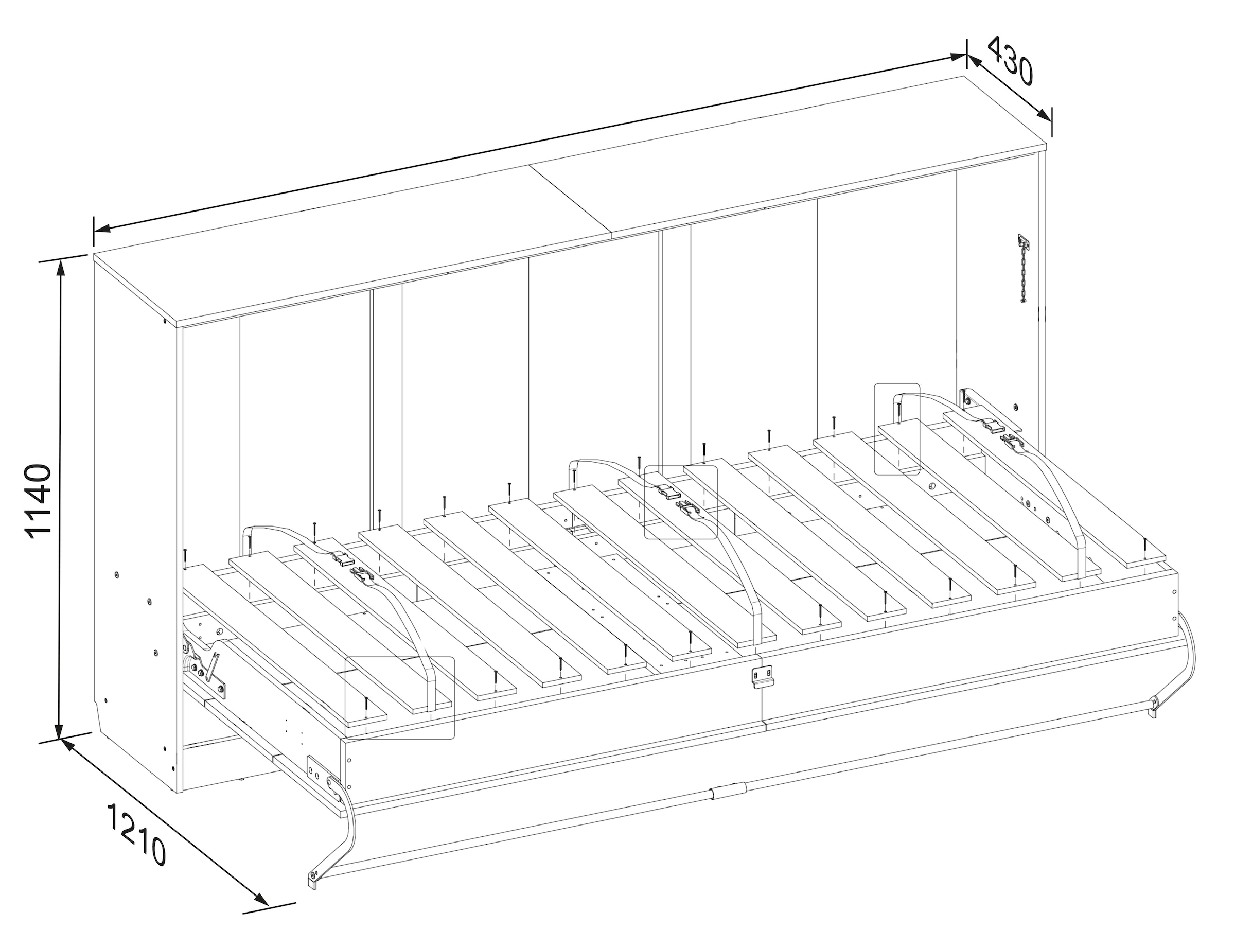 VCM Stauraumschrank »Schrankbett, Wandklappbett Lattenrost 90x200 cm« 1 Stk. tlg.