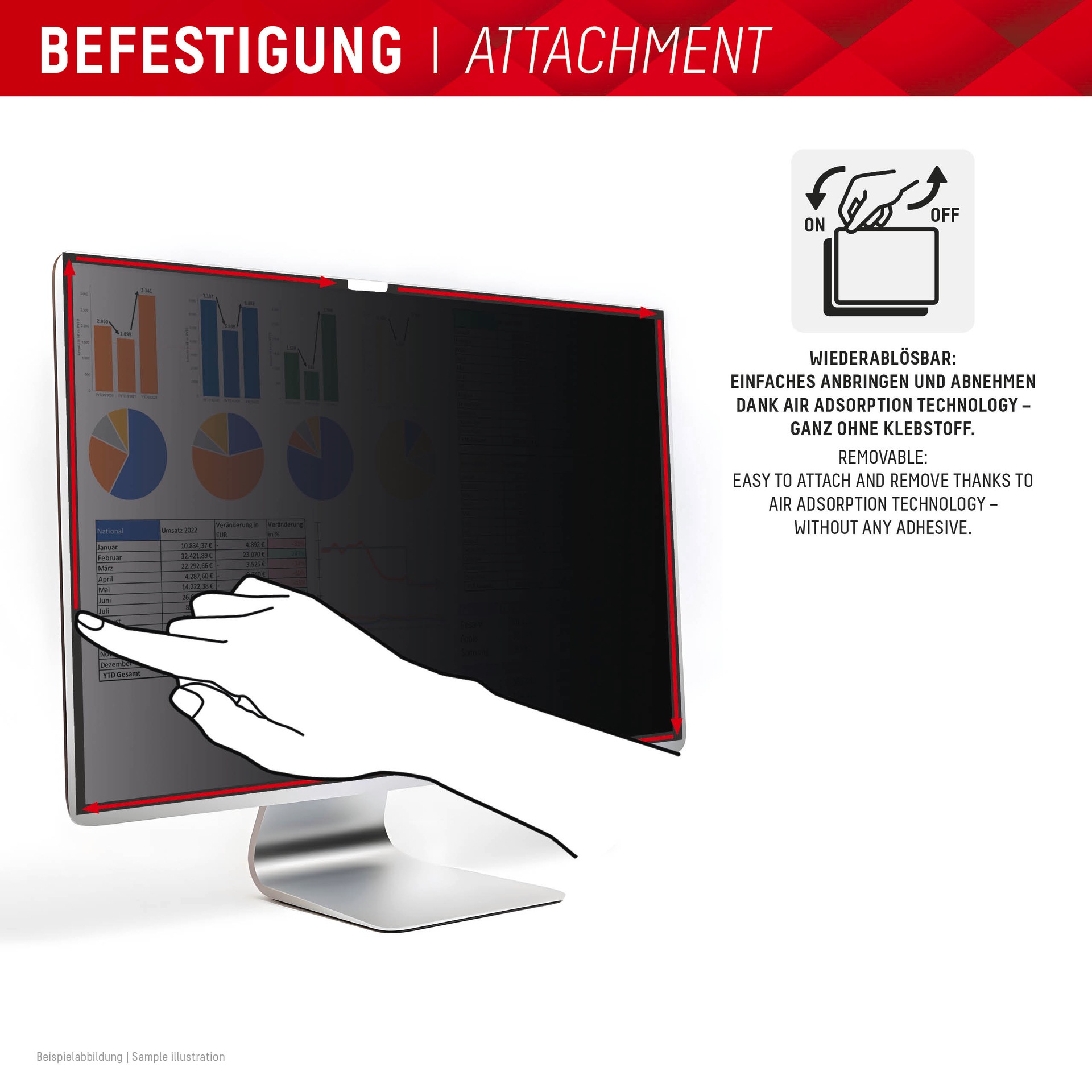 Displex Displayschutzfolie »Privacy Safe Blickschutzfilter«, für Apple Studio Display 27, Blickschutzfolie, Schutzfolie, Bildschirmschutz, kratz- & stoßfest