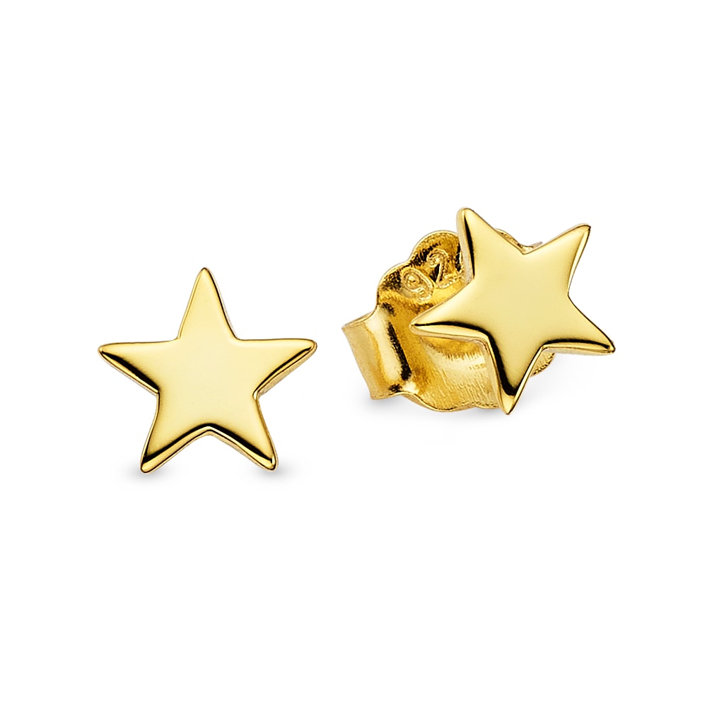 Paar Ohrstecker BRUNO BANANI "Schmuck Geschenk Ohrschmuck Stern gelbgoldfarben vergoldet", gelbgoldfarben, Ohrringe, Damen, Silber 925 (Sterlingsilber)