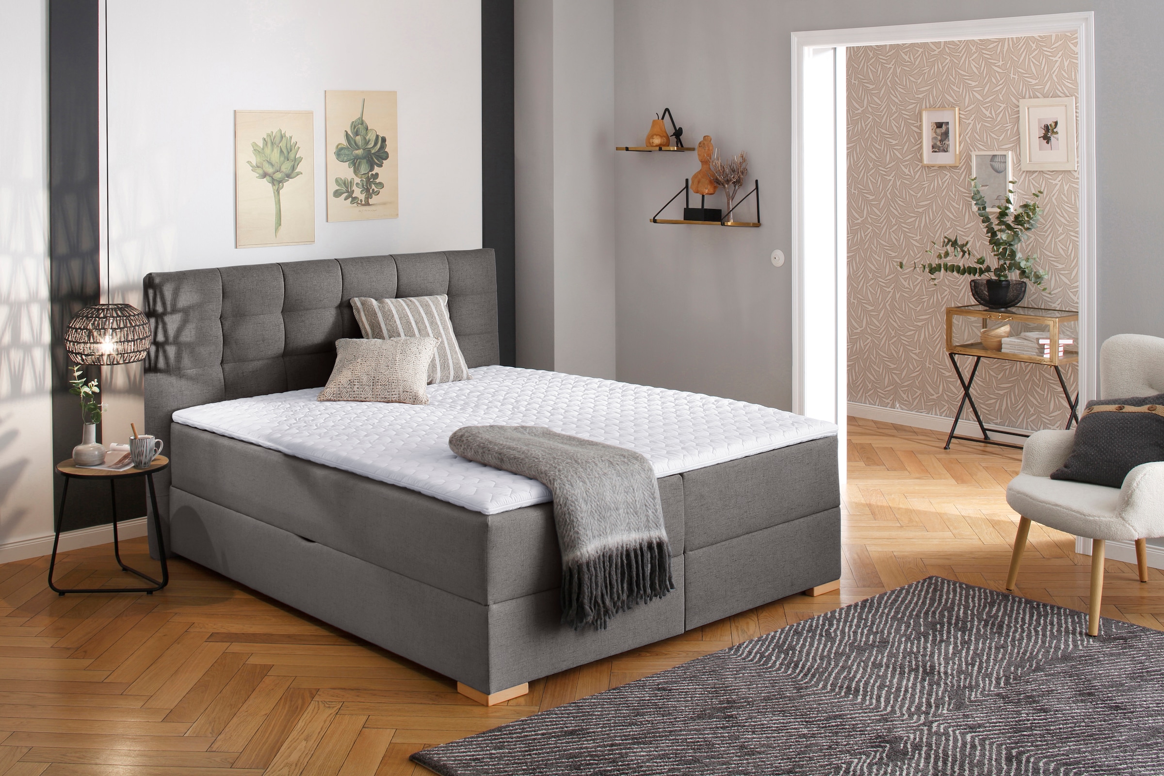 Home affaire Boxbett "Olivet", in 4 Farben, 4 Breiten, 2 Matratzenarten, auch in Überlänge 220 cm