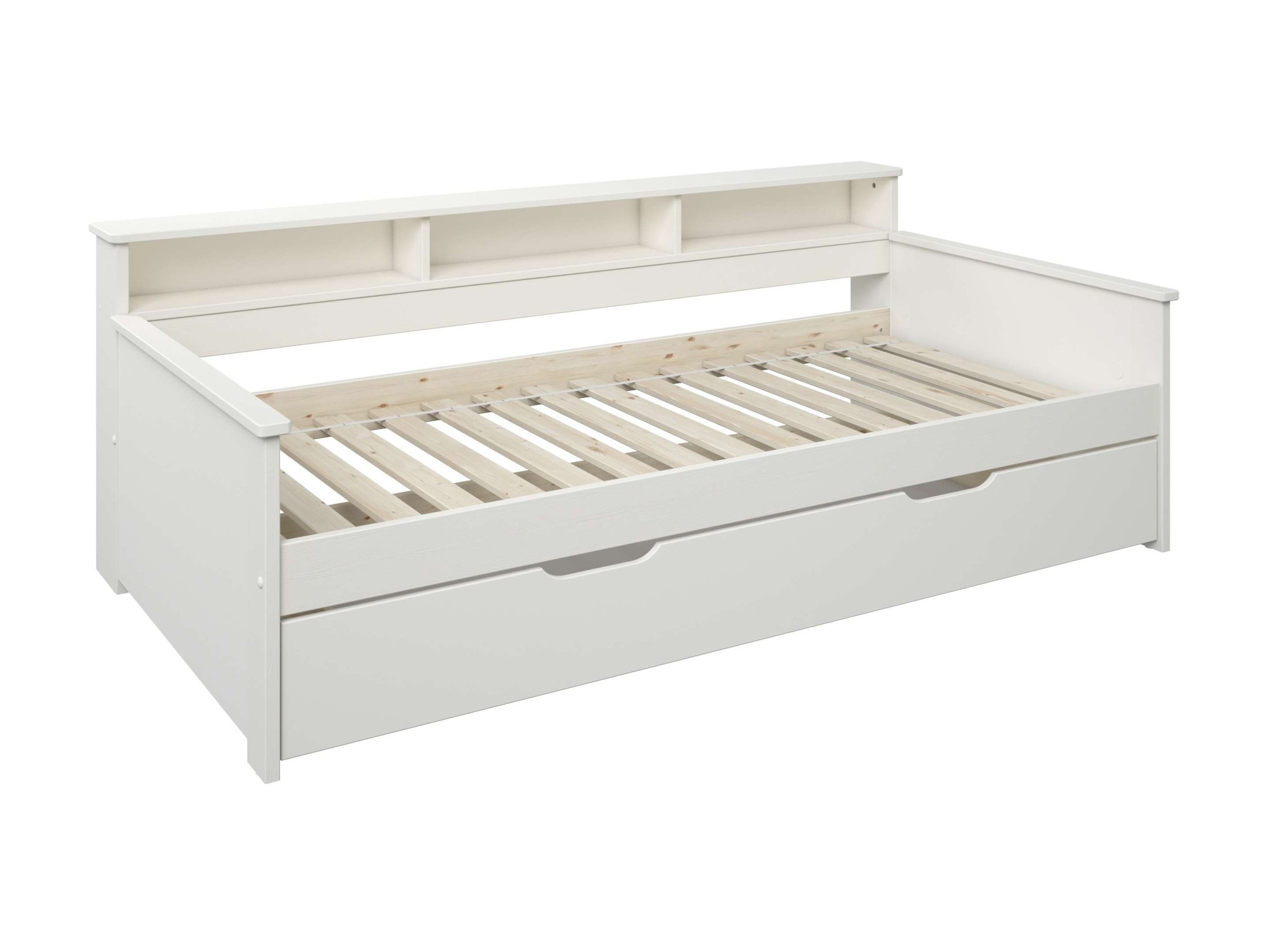 OTTO home Jugendbett "KERO, Daybed, Stauraumbett, platzsparend, Stauraum, 90x200cm" zertifiziertes Massivholz, mit Ablagefächern, Schublade optional
