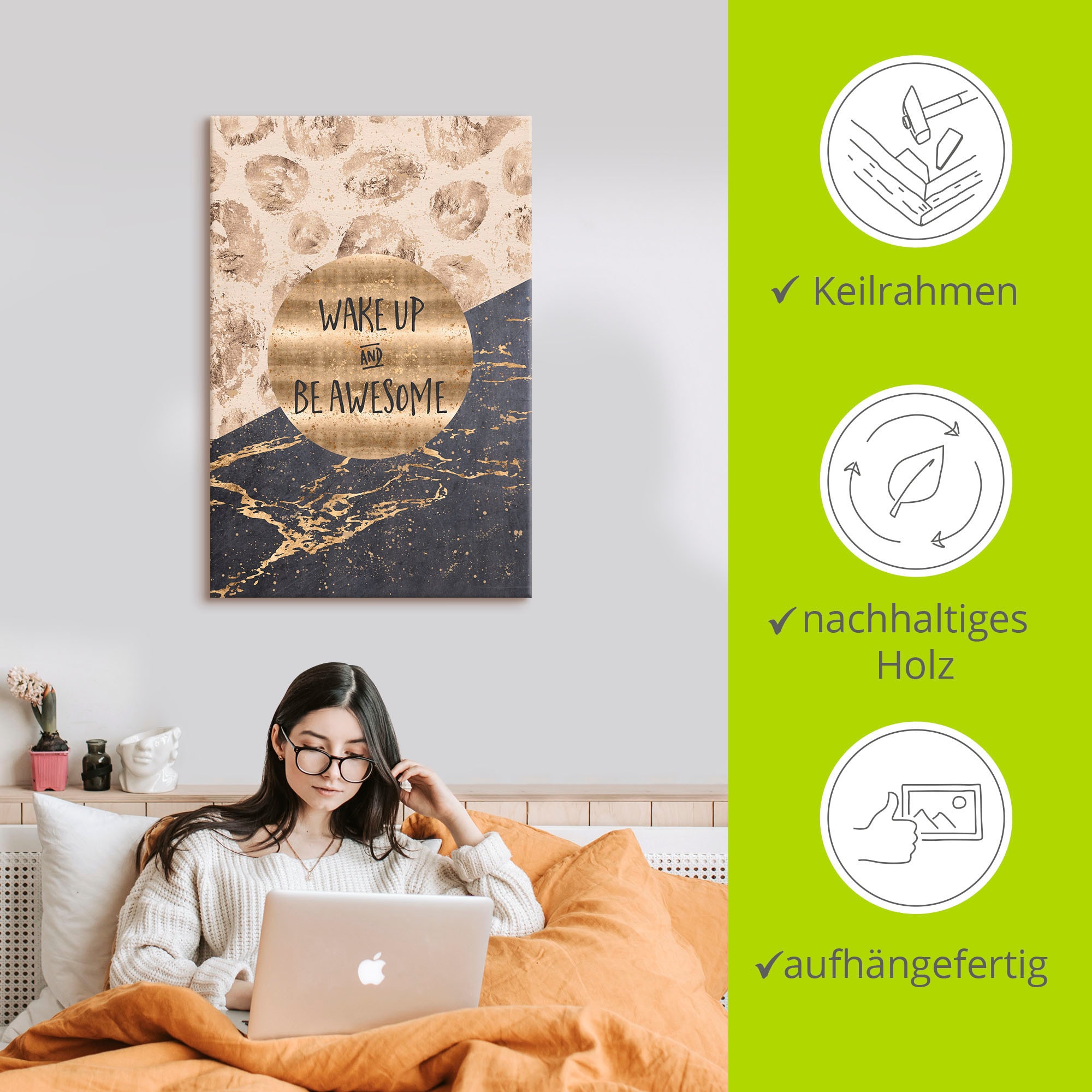 Artland Wandbild »Steh auf und sei großartig«, Sprüche & Texte, (1 St.), als Leinwandbild, Poster, Wandaufkleber in verschied. Größen