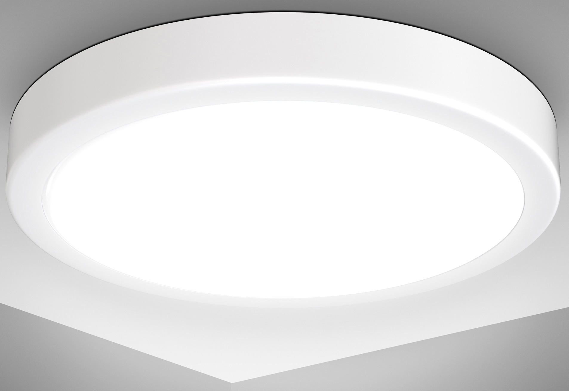 B.K.Licht LED Deckenleuchte »BK_DL1521 LED-Deckenlampe, Ø28cm, Neutralweißes Licht, Weiß«, 1 flammig-flammig, Küchenlampe, 8 Watt, 2.000 Lumen, 4.000 Kelvin Wohnzimmerlampe