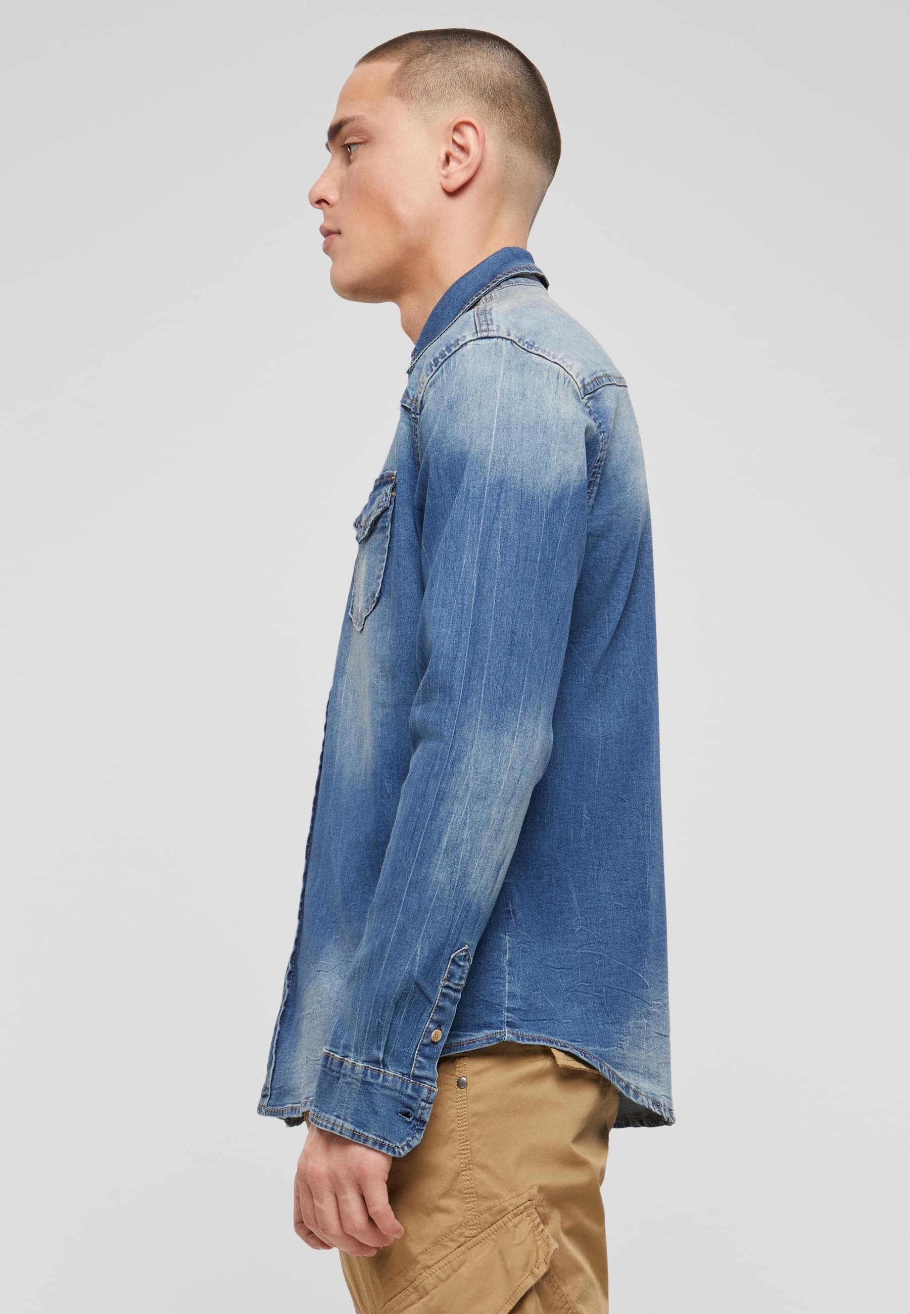 Brandit Langarmhemd »Brandit Herren Riley Denim Shirt«, (1 tlg.)