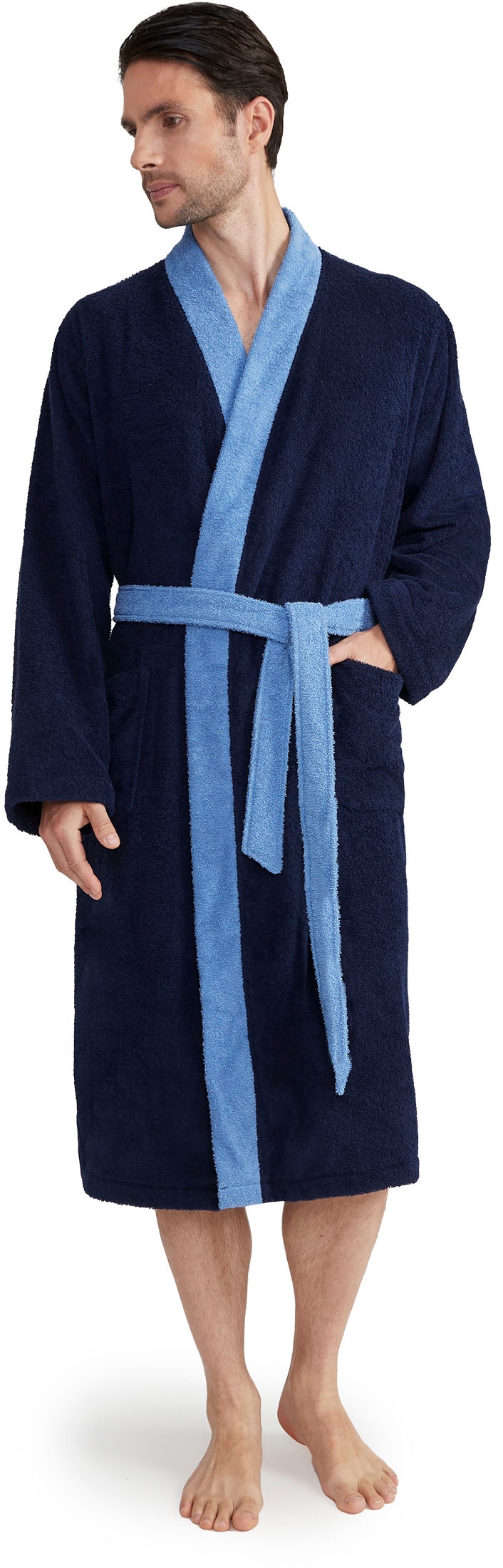 Möve Unisex-Bademantel »Superwuschel Kimono mit Blende«, (1 St.), ideal für Sauna & Spa, Hotelbademantel