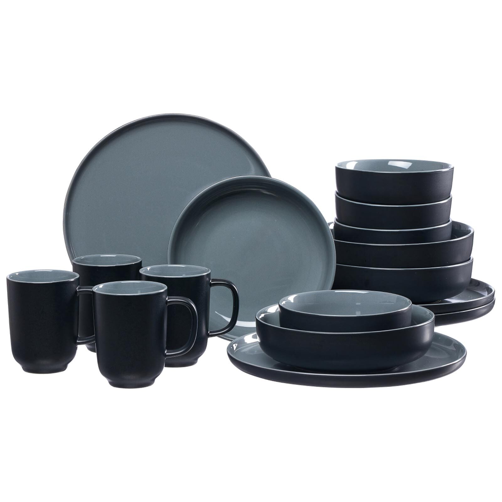 Ritzenhoff & Breker Geschirr-Set »XXL Kombiservice Jasper 32er Set schwarz-grau« Spülmaschinengeeignet