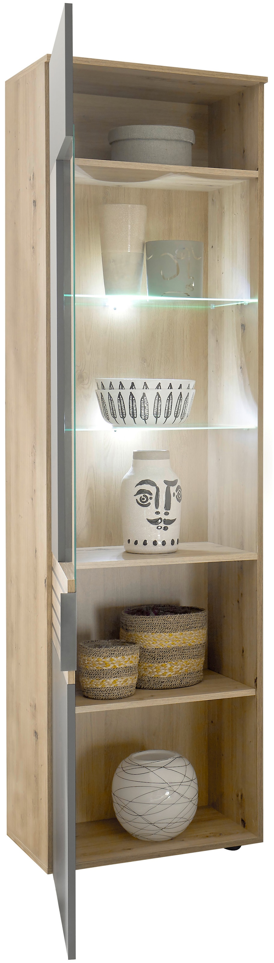 HBZ Vitrine »BZ 5110«, (1 St.), mit LED-Beleuchtung, Vitrinenschrank wahlweise in grau oder weiß
