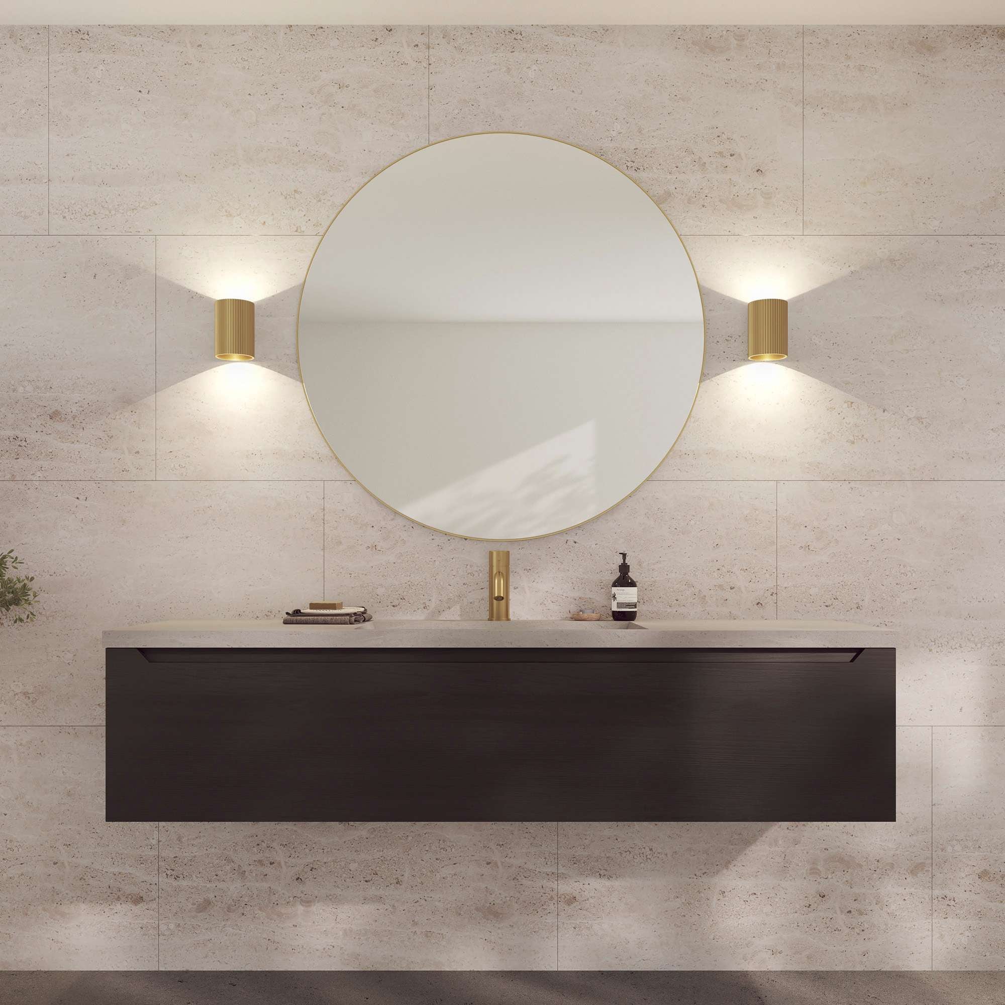 Loevschall Wandspiegel »Refine, Wandspiegel Rund für alle Raumtypen, Stilvoller Rahmen«, Runder Spiegel für Schlafzimmer, Wohnzimmer, Garderobe und Badezimmer