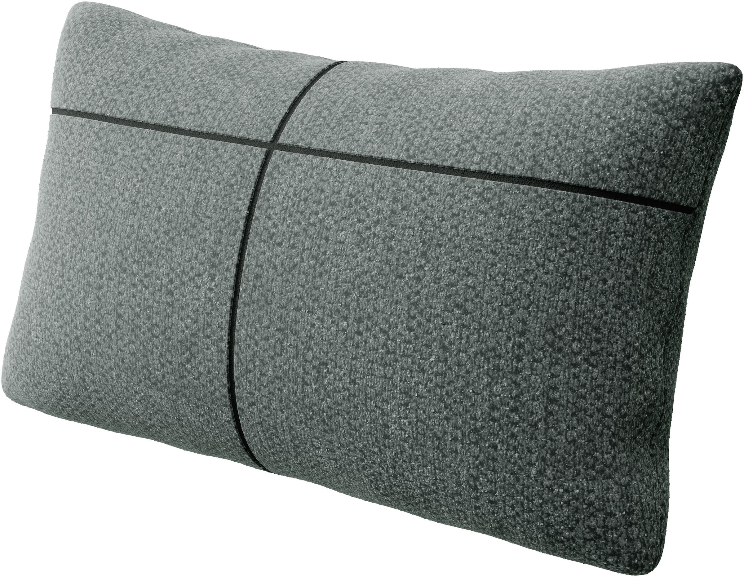 INOSIGN Ecksofa »Cross, mit softem Sitz, L-Form, wendbare Zierkissen, Breite 284 cm«, Couch mit vielen Kissen, stylische Kreuznaht, elegante Metallfüße