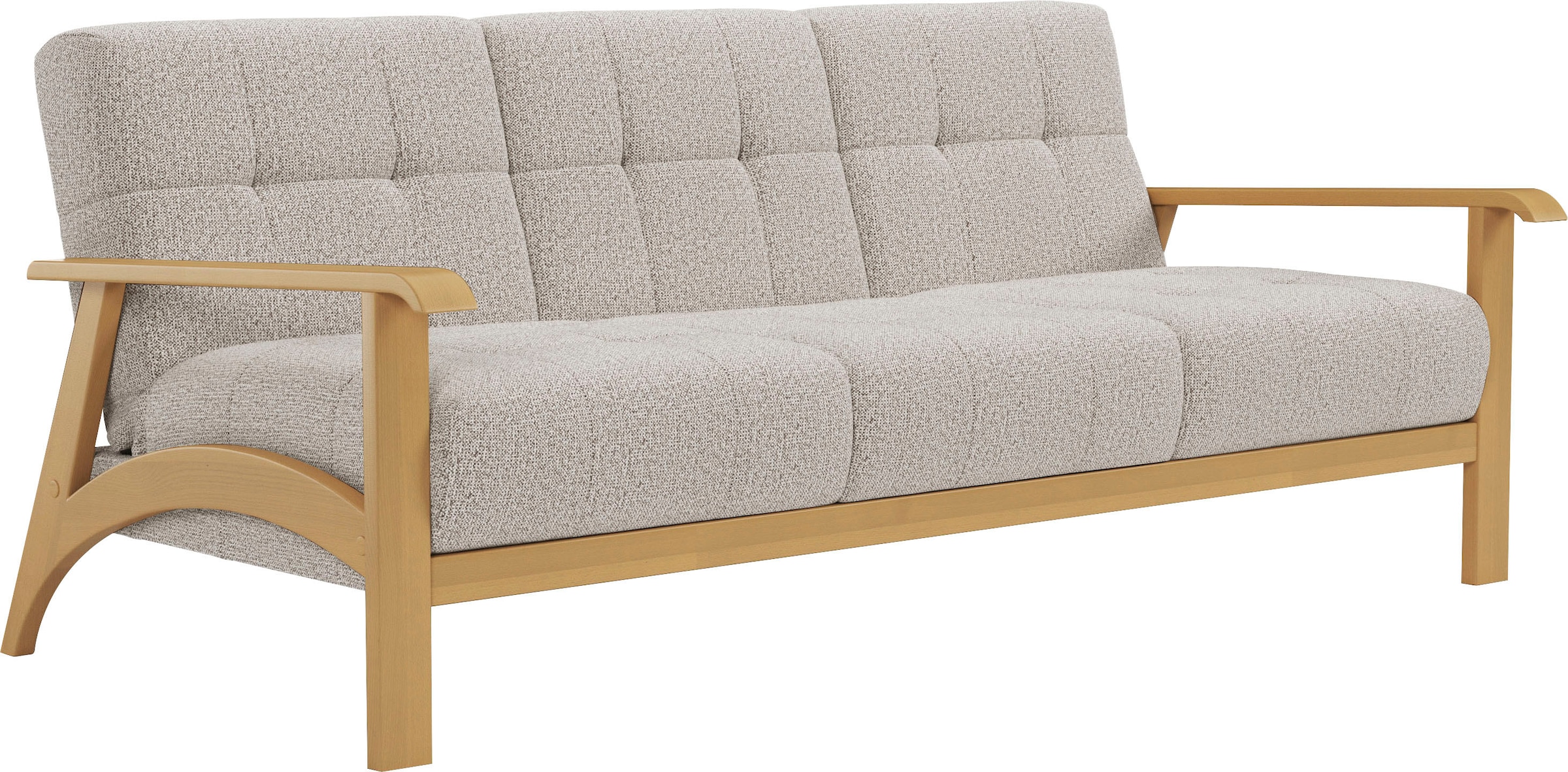 sit&more 3-Sitzer »Billund«, Armlehnen aus eichefarbigem Buchenholz, verschiedene Bezüge und Farben