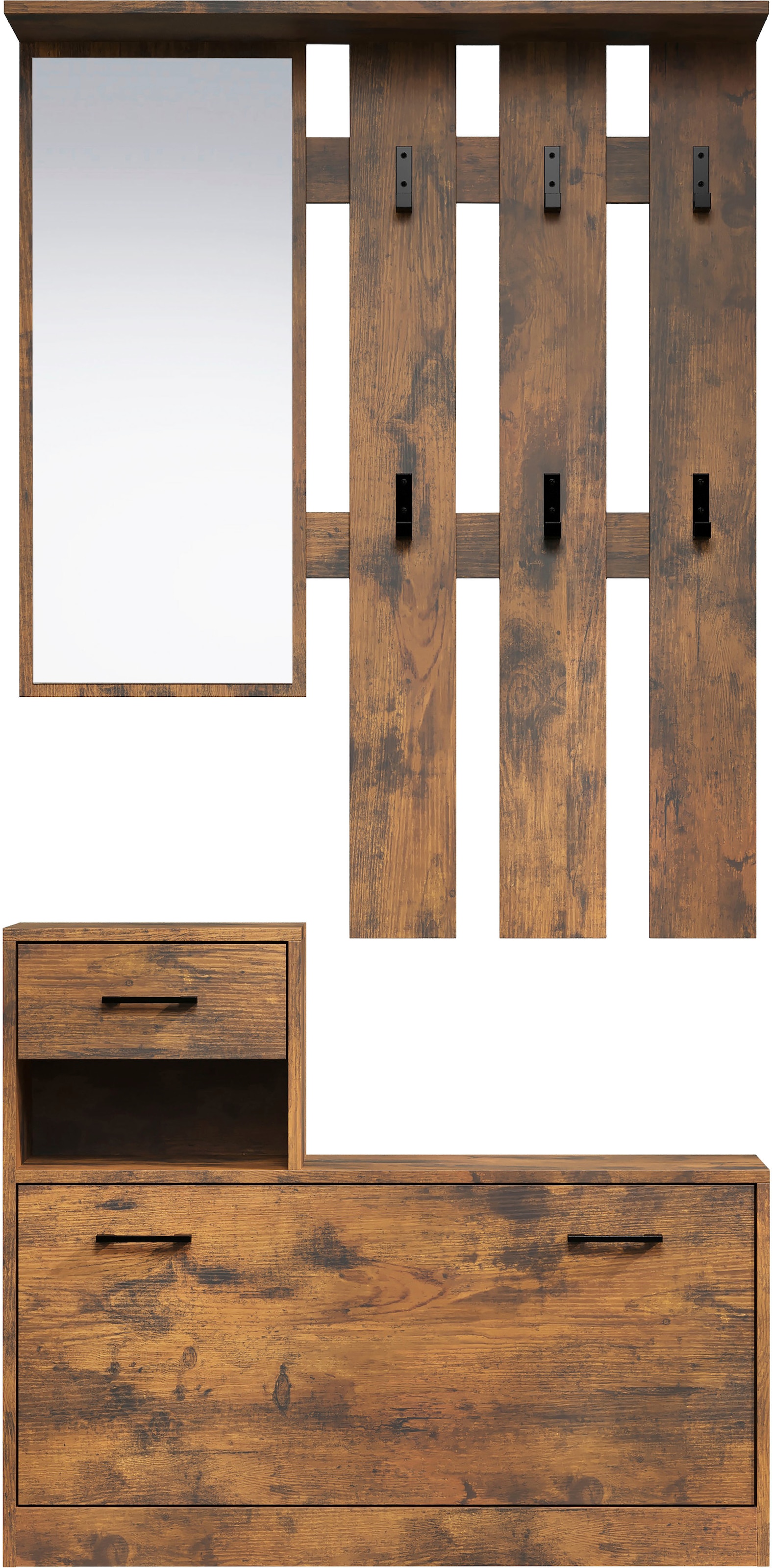 INOSIGN Garderoben-Set »Basel«, (Komplett-Set, 2 St.), Schuhkipper mit Schuhkasten, Paneel mit Spiegel und Haken