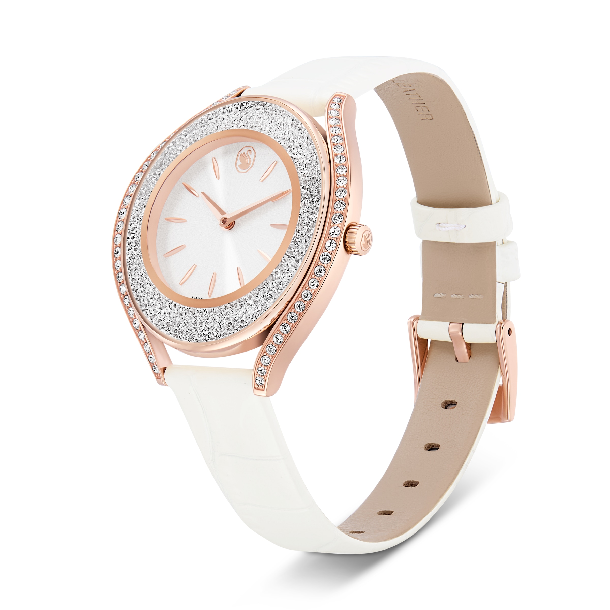 Swarovski Quarzuhr »CRYSTALLINE« Armbanduhr, Damenuhr, Swiss Made, Lederarmband, analog