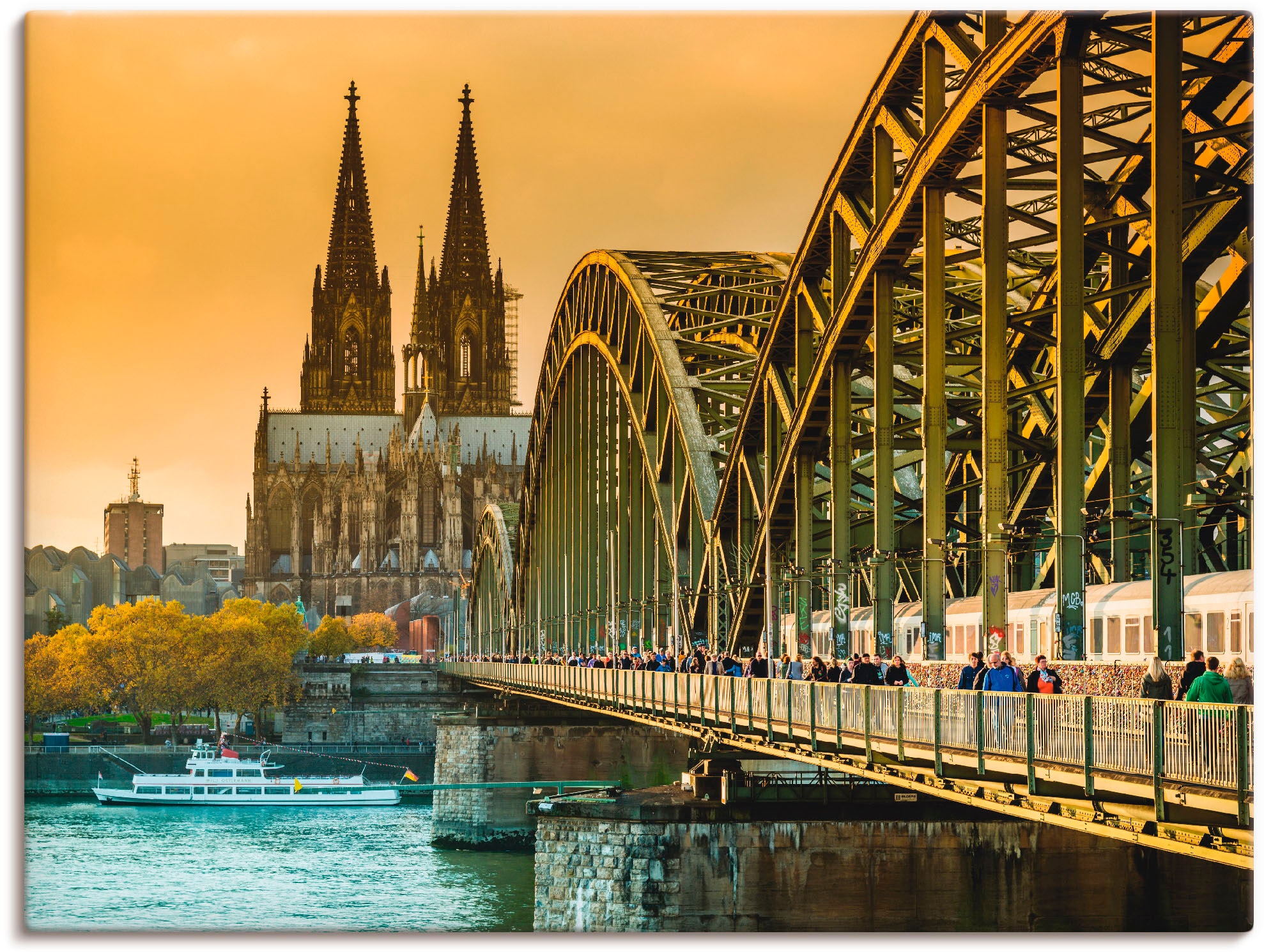 Leinwandbild »Kölner Dom mit Hohenzollernbrücke«, Deutschland, (1 St.), auf Keilrahmen...