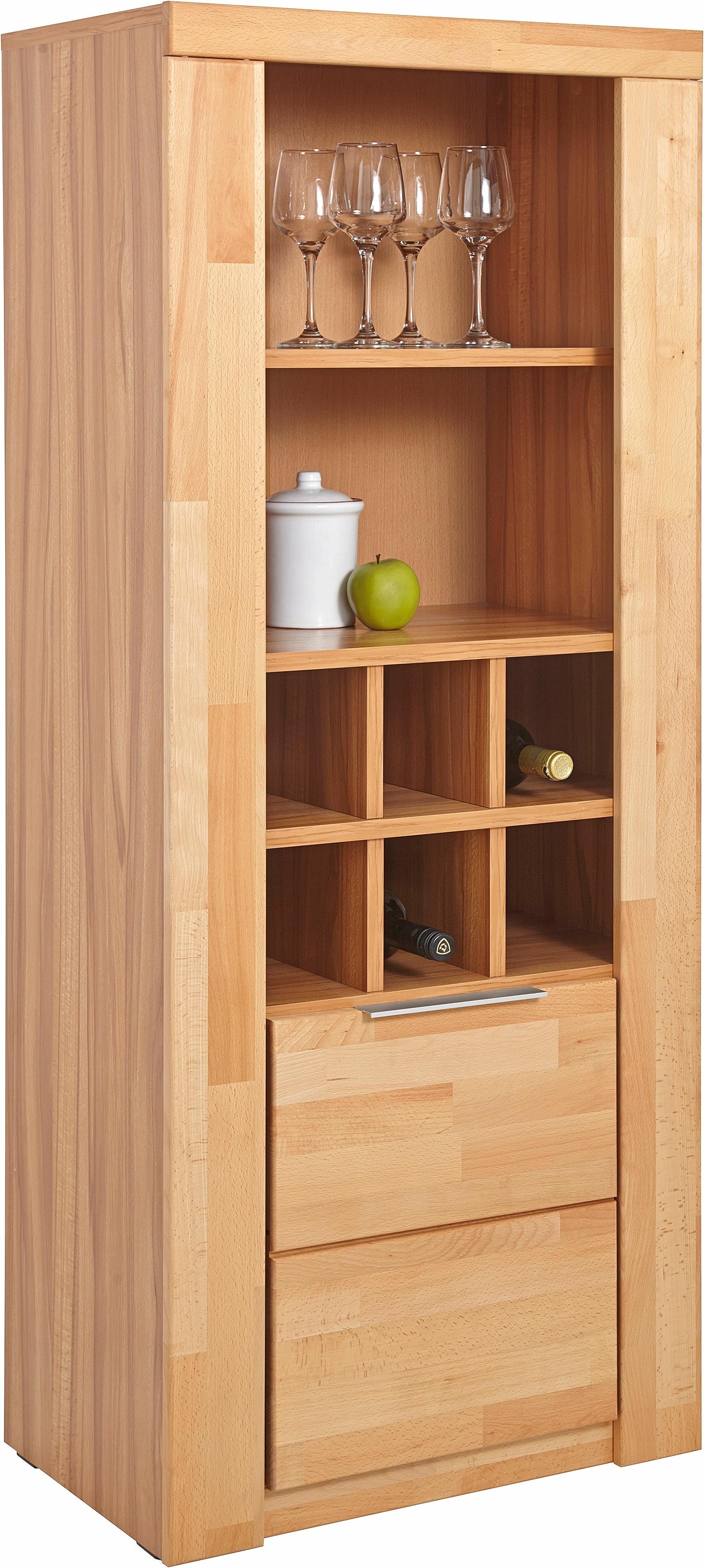 OTTO home Vitrine "ZARA81, 2 Fächer geschlossen, geölt, Wohnzimmer, teilmas günstig online kaufen