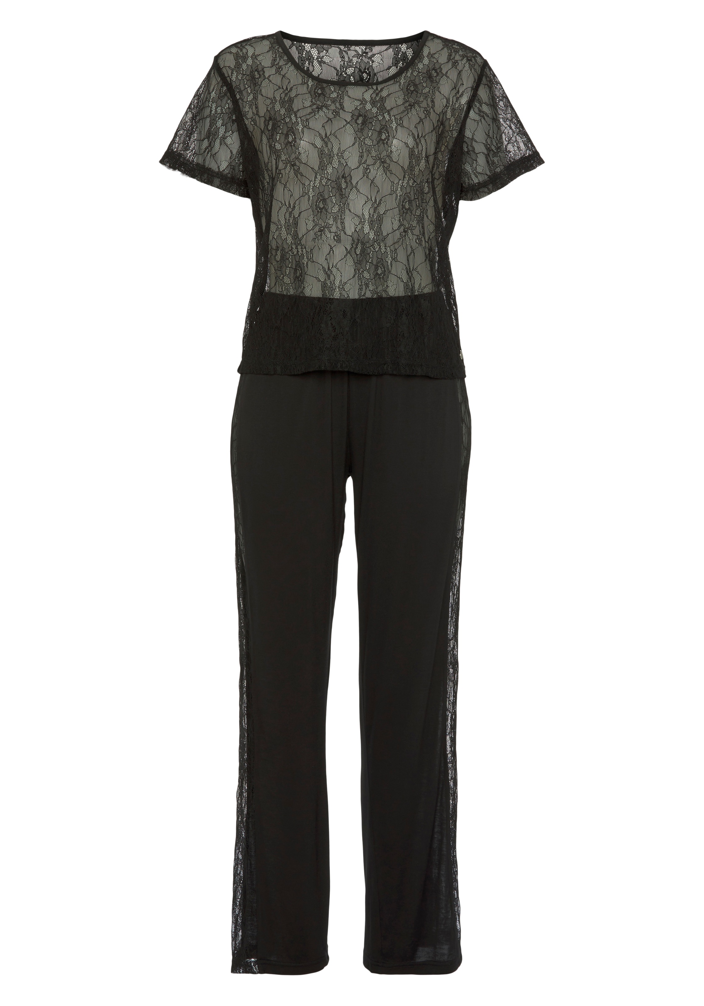 Vivance Dreams Pyjama Set, 2-teilig, 2 tlg. transparente elastische Spitze günstig online kaufen