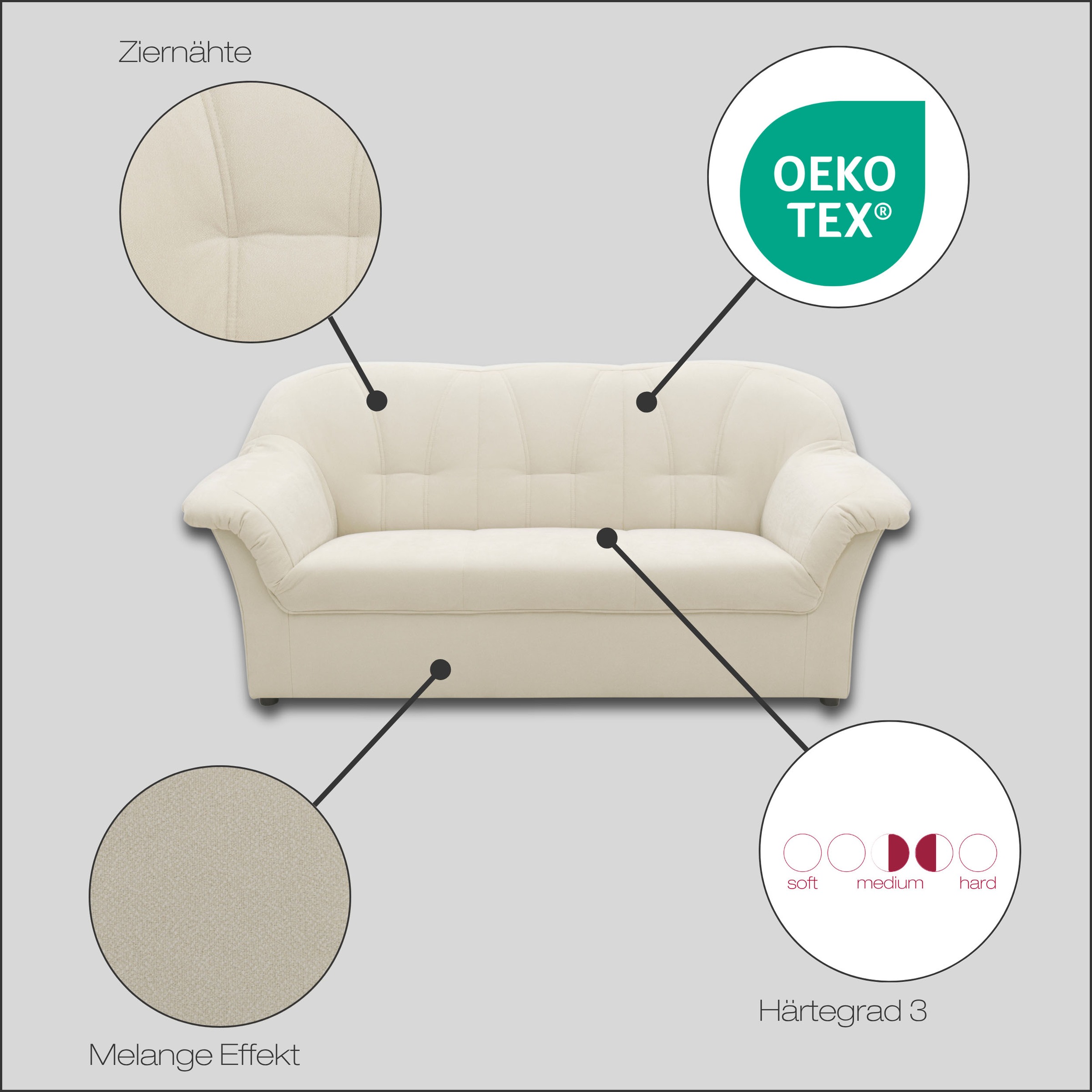 Thumbnail - DOMO collection Polstergarnitur "Pegnitz zeitloses und elegantes Design" Set, 2 Stk. tlg.