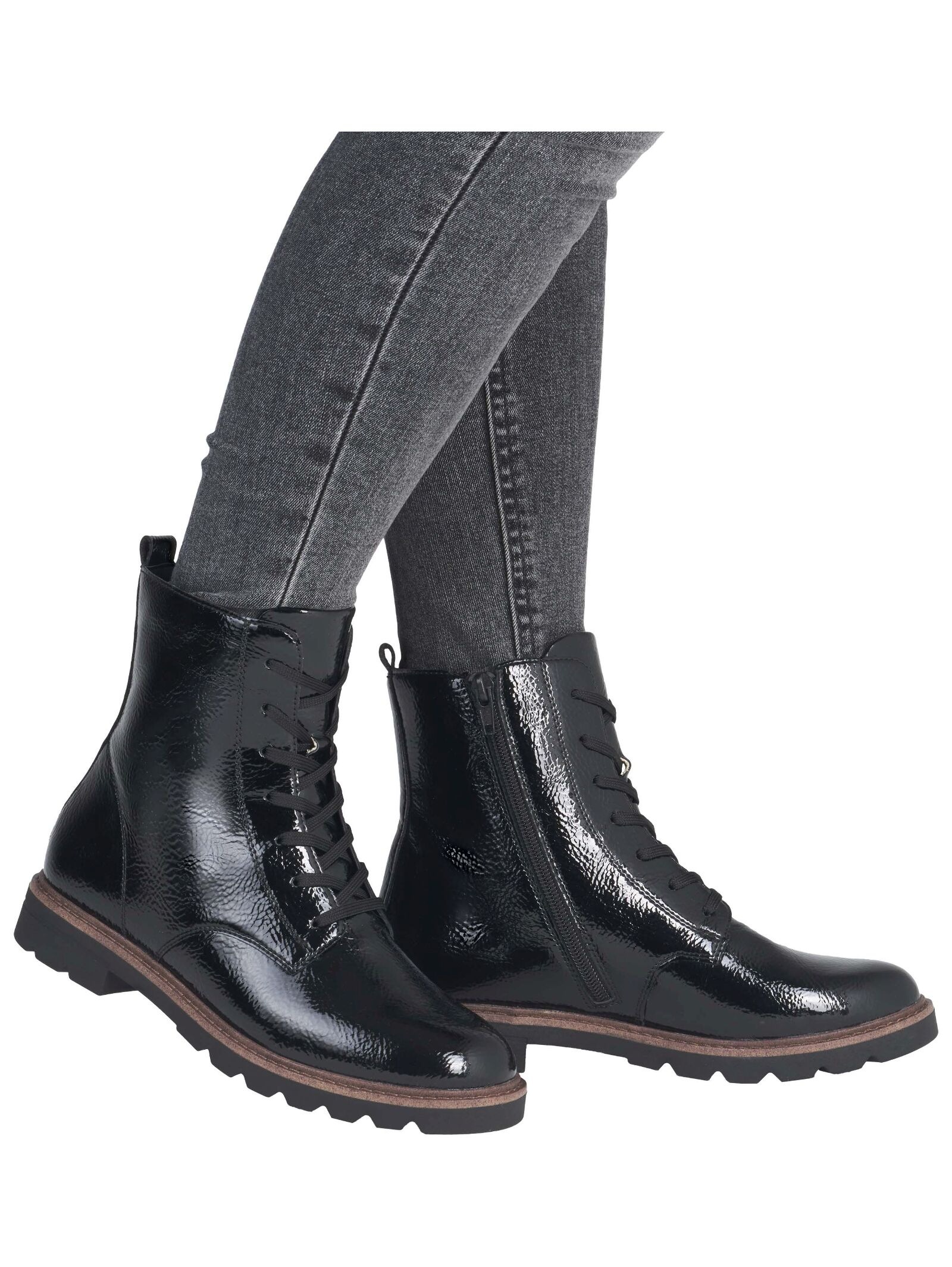 Schnürstiefelette REMONTE "Remonte Stiefelette Lederimitat", Damen, Gr. 37, schwarz, Lederimitat, Schuhe Schnürstiefelette 2