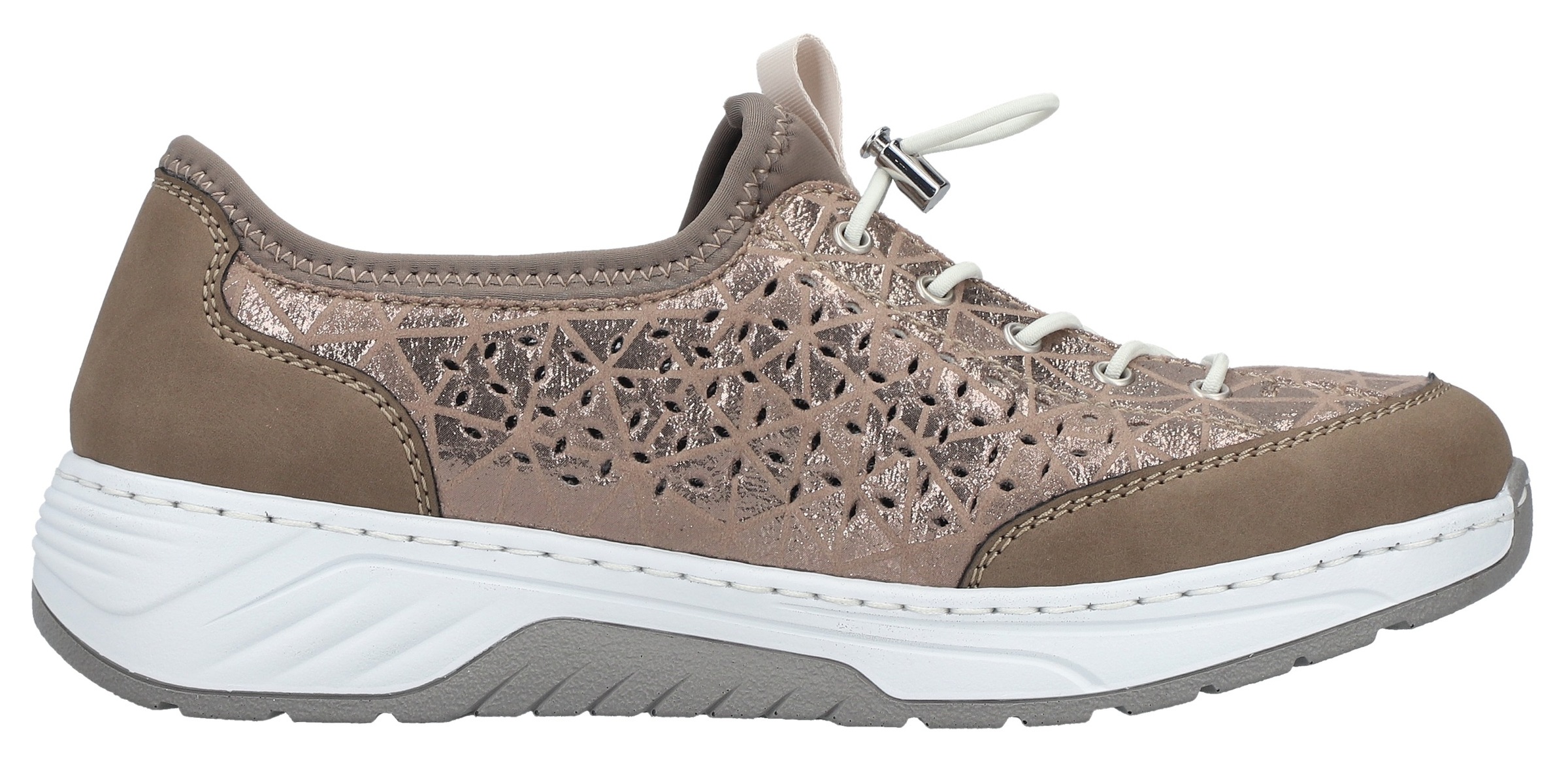 Rieker Slip-On Sneaker  Slipper, Freizeitsneaker, Halbschuh in Metallic-Optik
