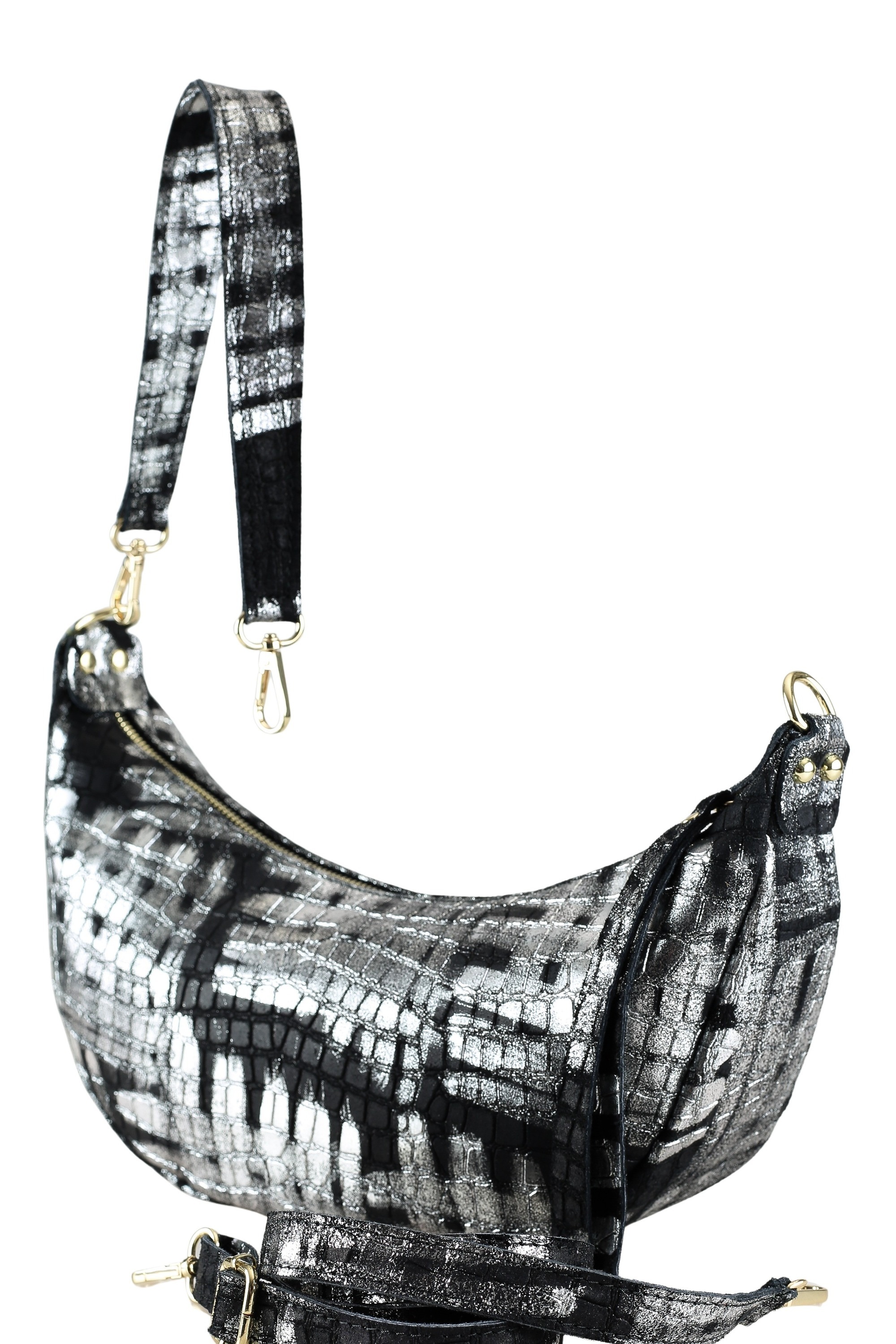 COLLEZIONE ALESSANDRO Schultertasche »Silbermond«, elegant-luxuriöse Tasche mit silber-Finish