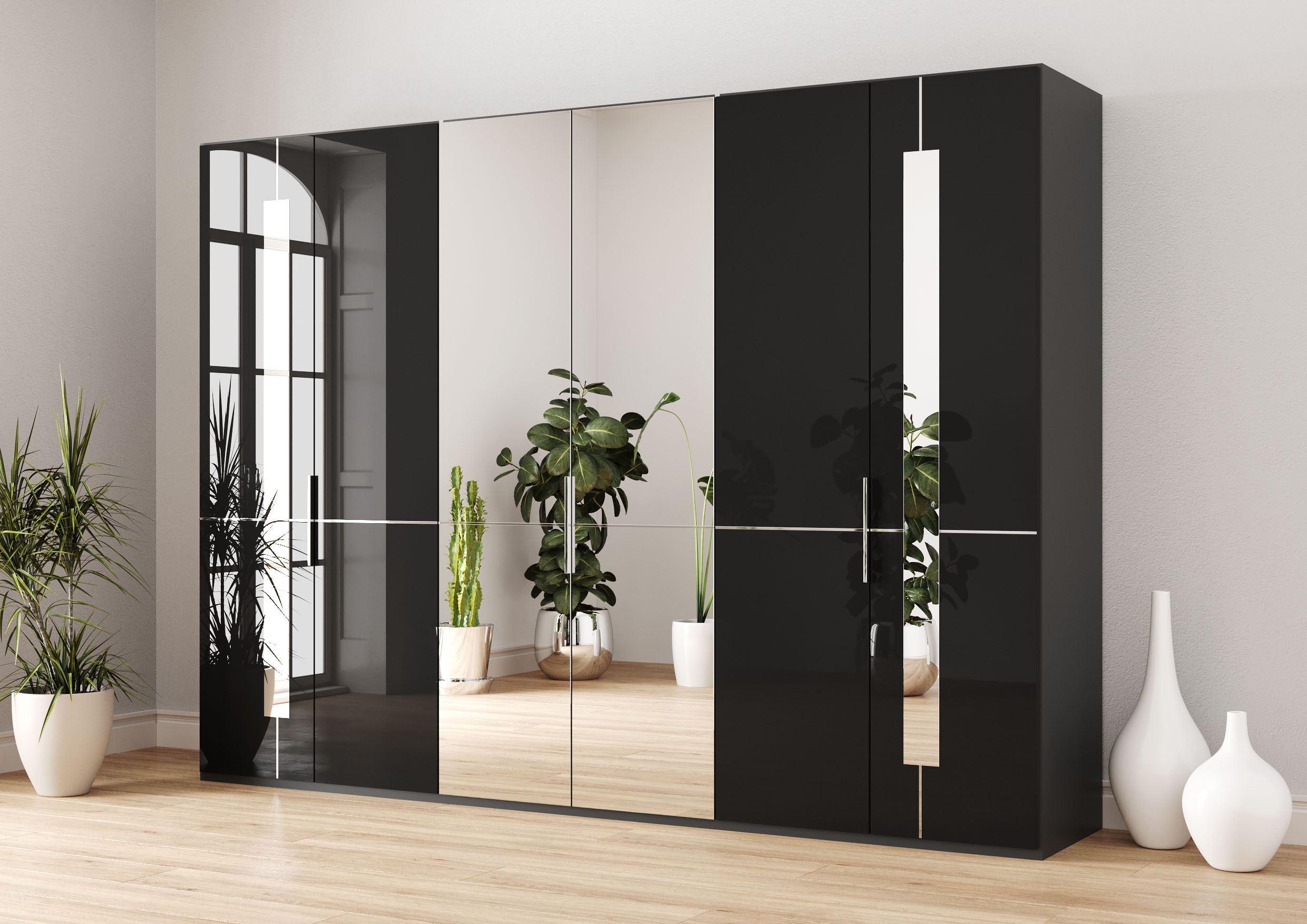 Musterring Kleiderschrank "Imola W" inkl. Einlegeböden und Kleiderstangen, mit Glas- und Spiegeltüren