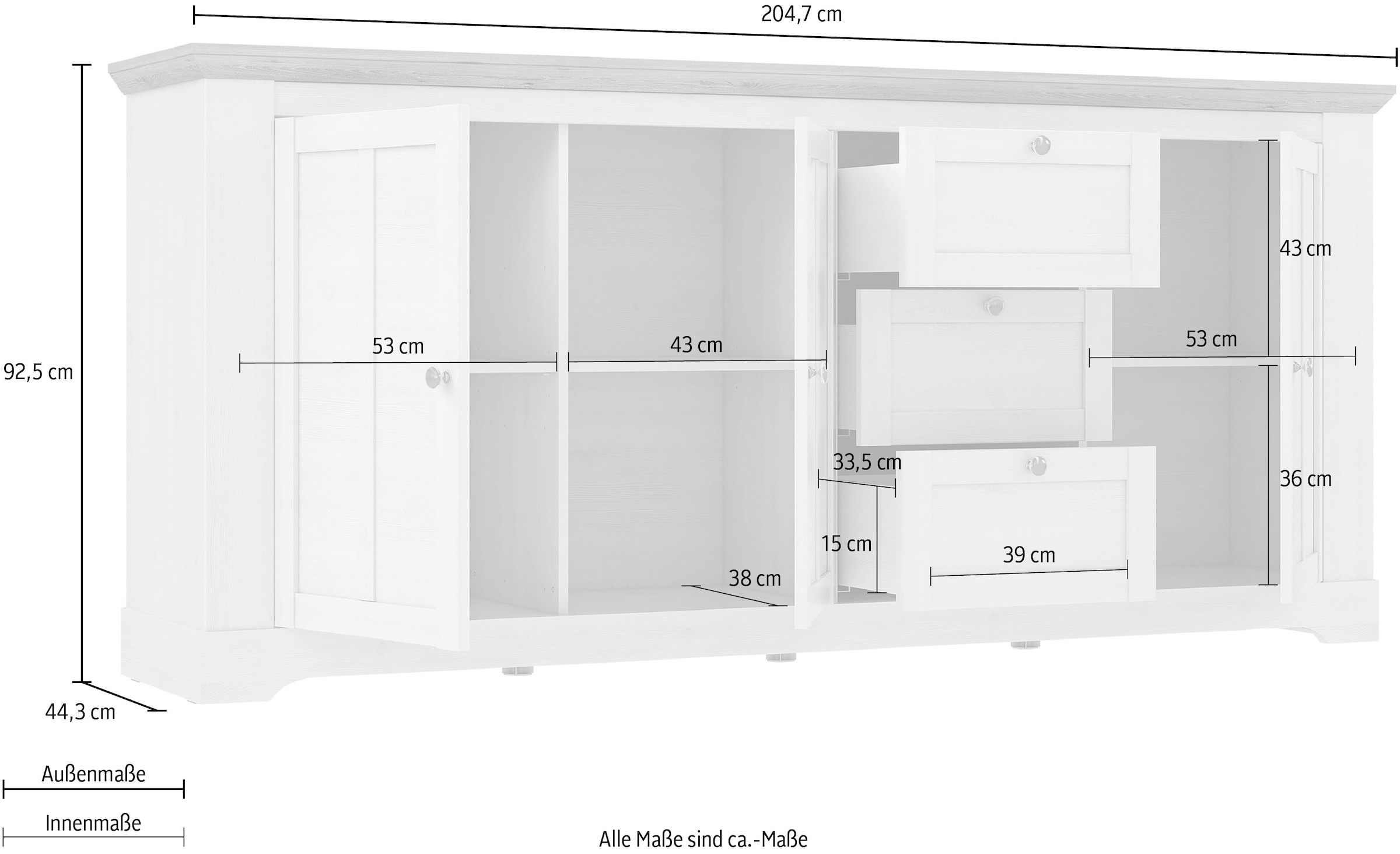 FORTE Sideboard »Iloppa«, Breite ca. 204 cm