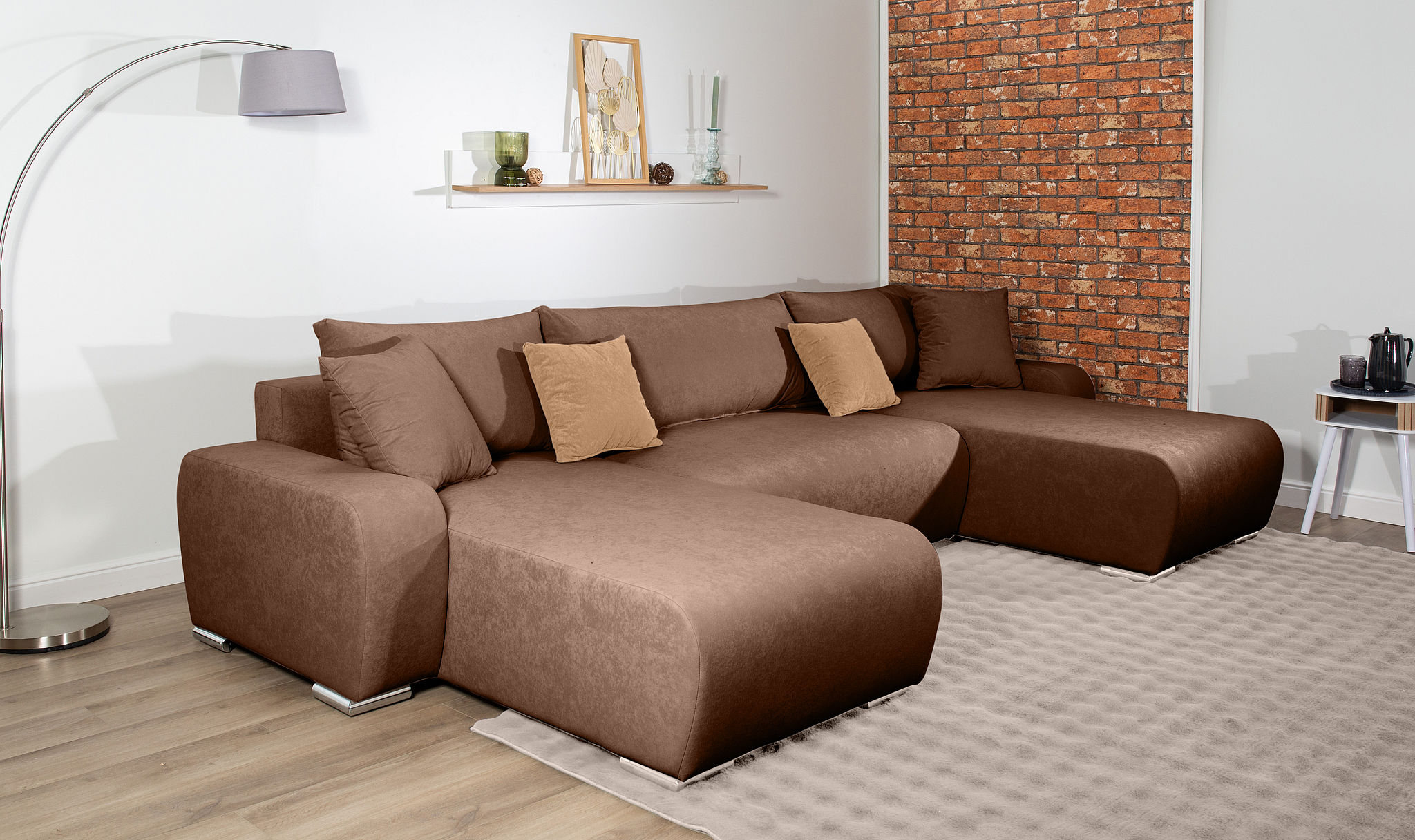 COLLECTION AB Wohnlandschaft "Paola U-Form, B: 314 cm" Schlaffunktion, Bettkasten & 4 Zierkissen, Federkern