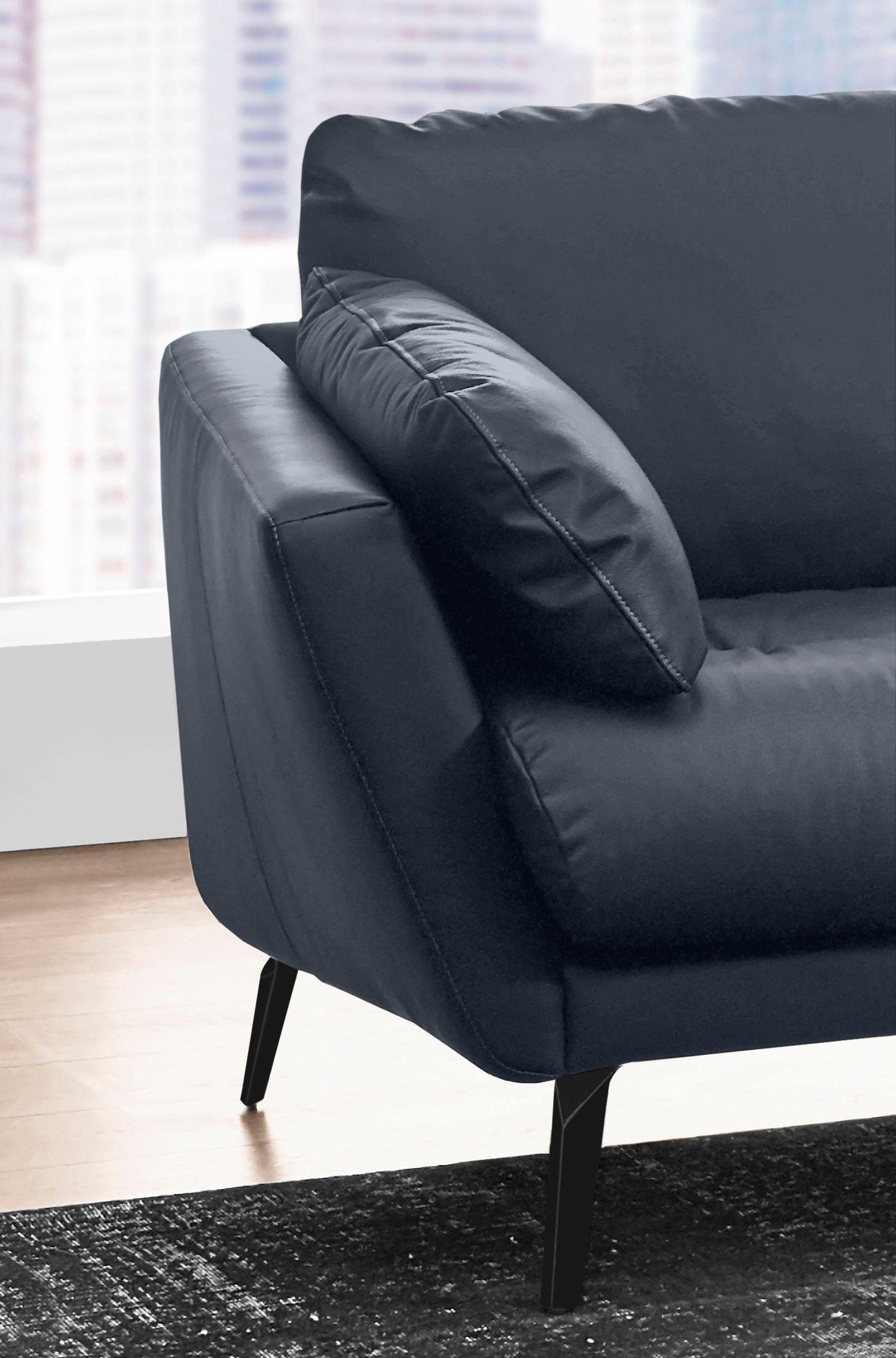 W.SCHILLIG Ecksofa »softy, toller Sitzkomfort, L-Form«, mit dekorativer Heftung im Sitz, Füße schwarz pulverbeschichtet