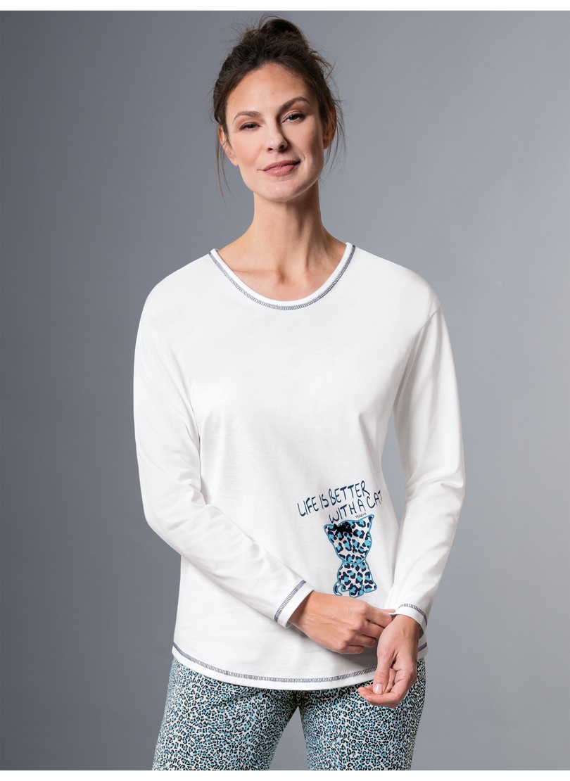 Trigema Schlafanzug »TRIGEMA Schlafanzug mit online Langarm BAUR | Katzen-Print« Oberteil bestellen