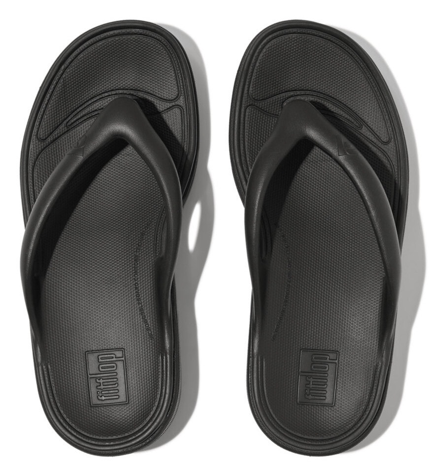 Fitflop Zehentrenner "RELIEFF RECOVERY TOE-POST SANDALS - TONAL RUBBER", Keilabsatz, Sommerschuh, Schlappen mit Microwob