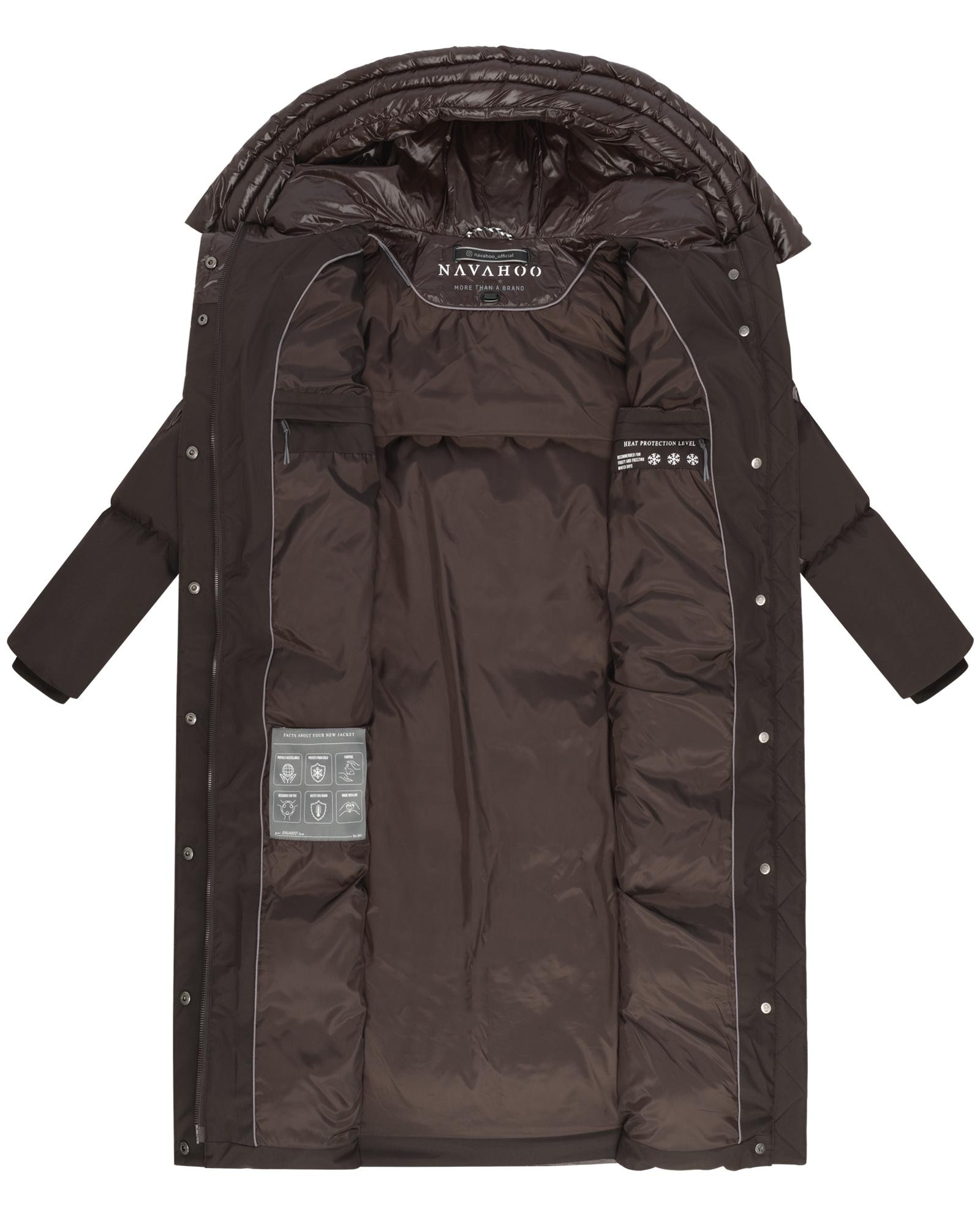 Navahoo Steppmantel »Knusperherz 14«, Langer gesteppter Damen Wintermantel mit Materialmix
