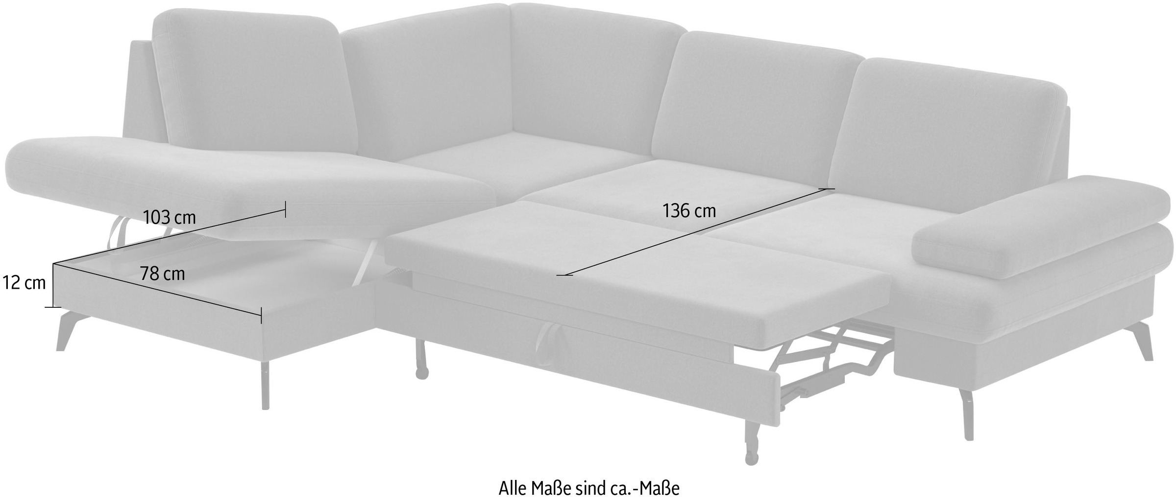 sit&more Ecksofa »Morris L-Form, inkl. Sitztiefenverstellung«, wahlweise mit Armteilverstellung, Bettfunktion & Bettkasten