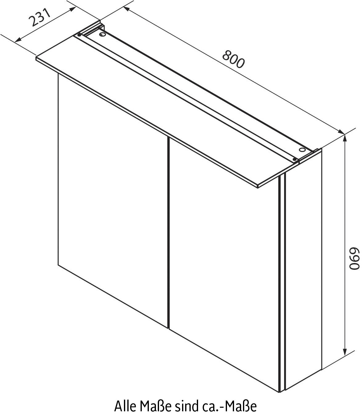 FACKELMANN Spiegelschrank »PE 80 - weiß«, Badmöbel Breite 80 cm, mit 2  Türen doppelseitig verspiegelt | BAUR