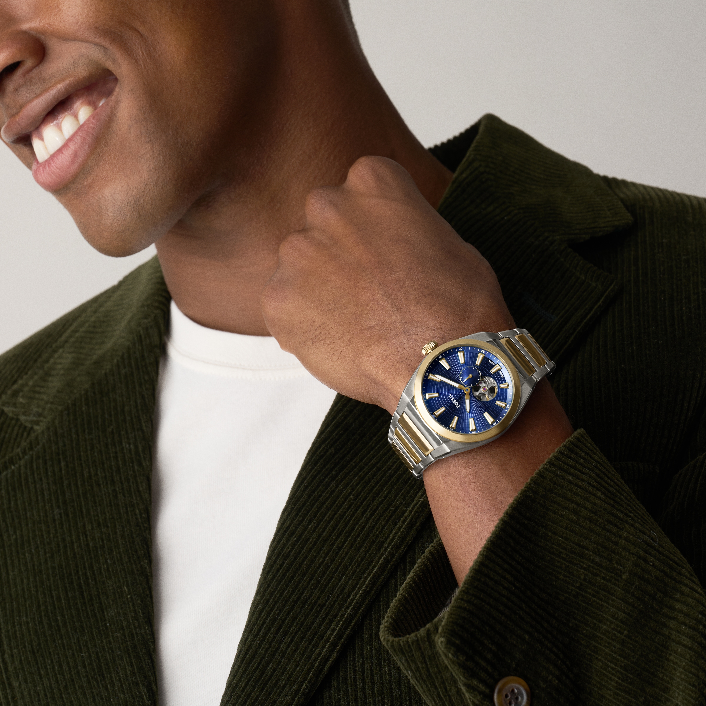 Fossil Automatikuhr »EVERETT« Armbanduhr, Herrenuhr, Mechanische Uhr, Edelstahlarmband, analog