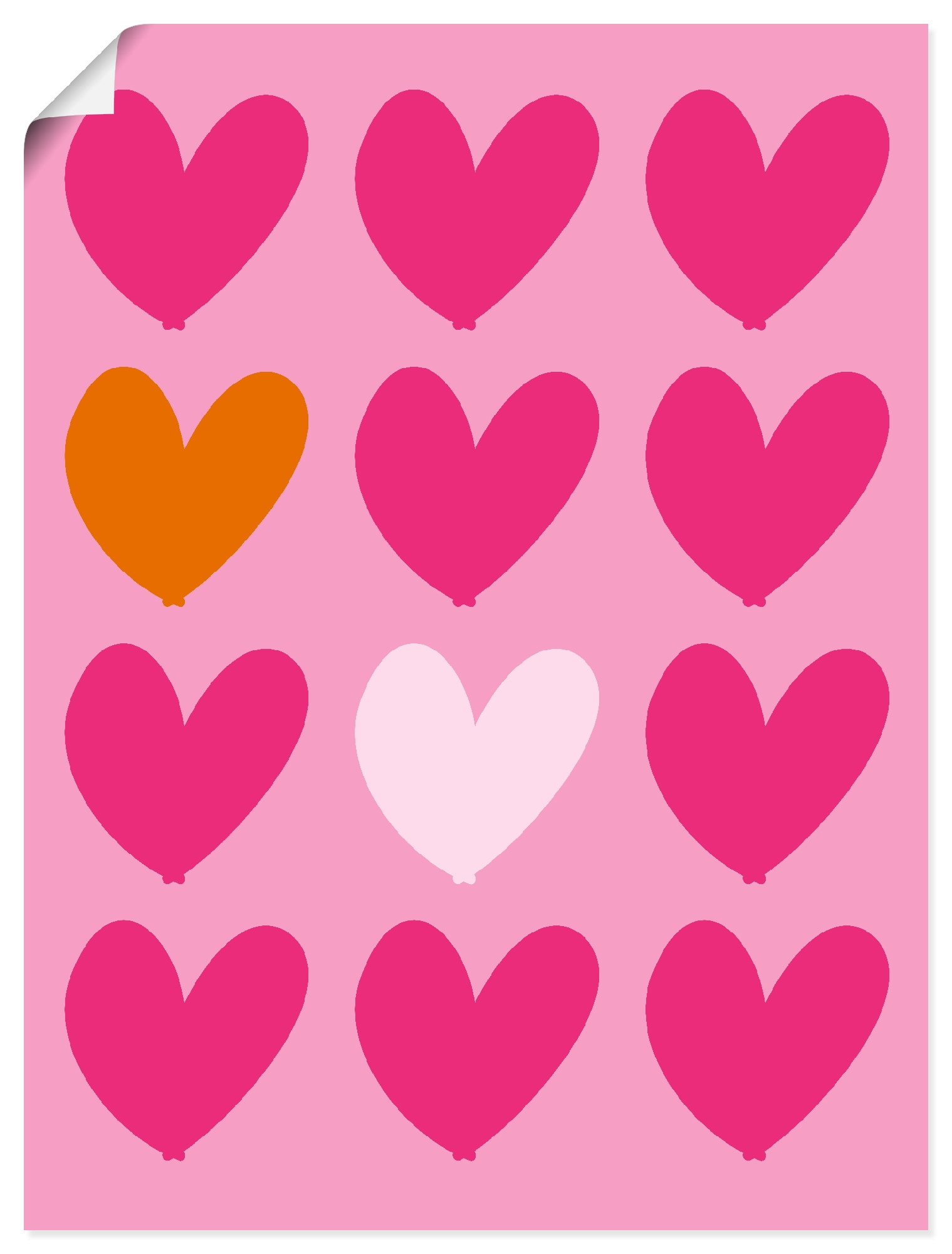 Wandbild ARTLAND "Herzen auf pink", farbe bild(er): pink, B:60cm H:80cm, Papier, Bilder, als Alubild, Leinwandbild, Poster, Wandaufkleber in verschied. Größen