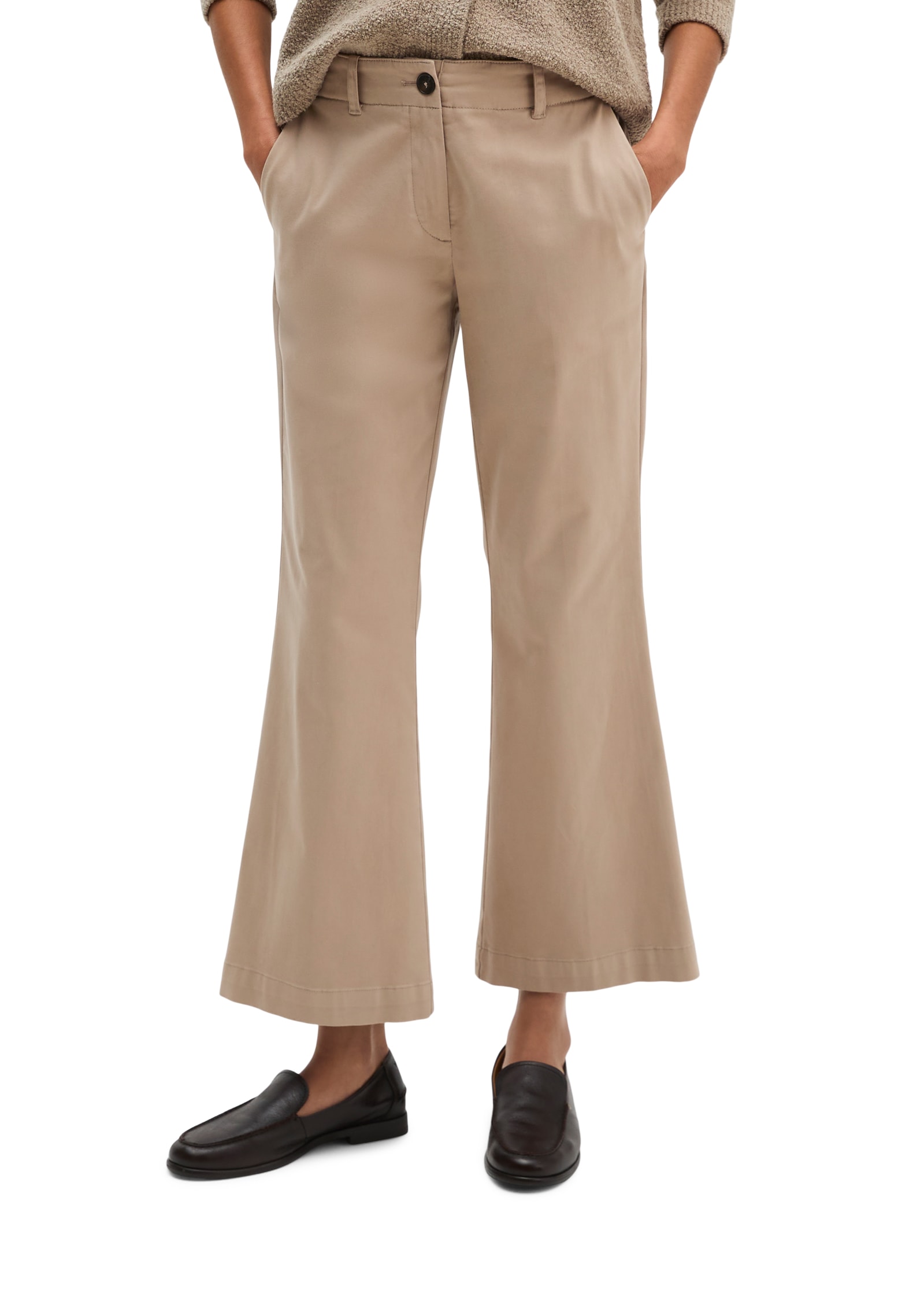 Marc OPolo 7/8-Hose "Marthe Flared" aus Baumwoll-Stretch-Satin, Flared Fit