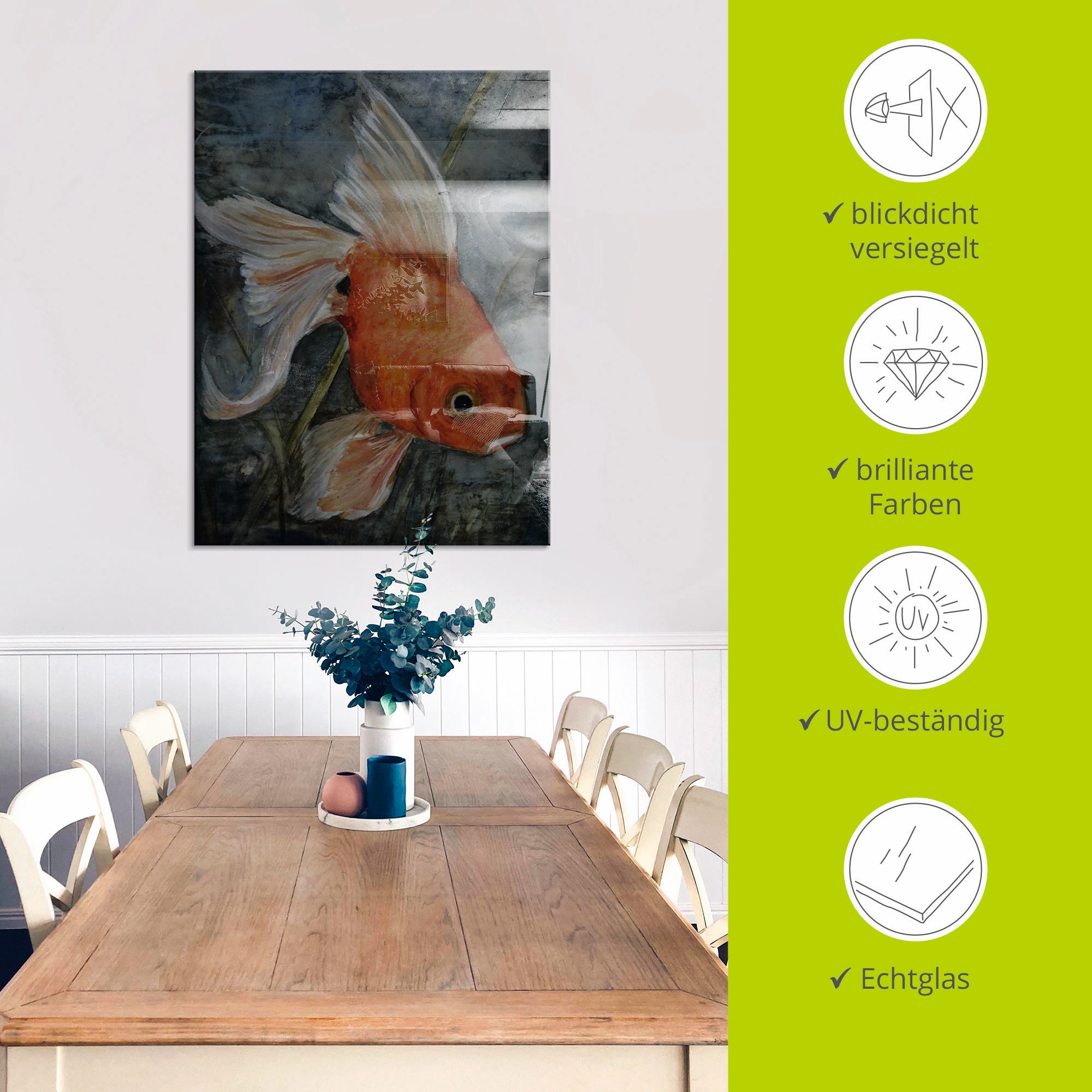 Artland Glasbild »Feng Shui - Goldfisch«, Wassertiere, (1 St.), in verschiedenen Größen