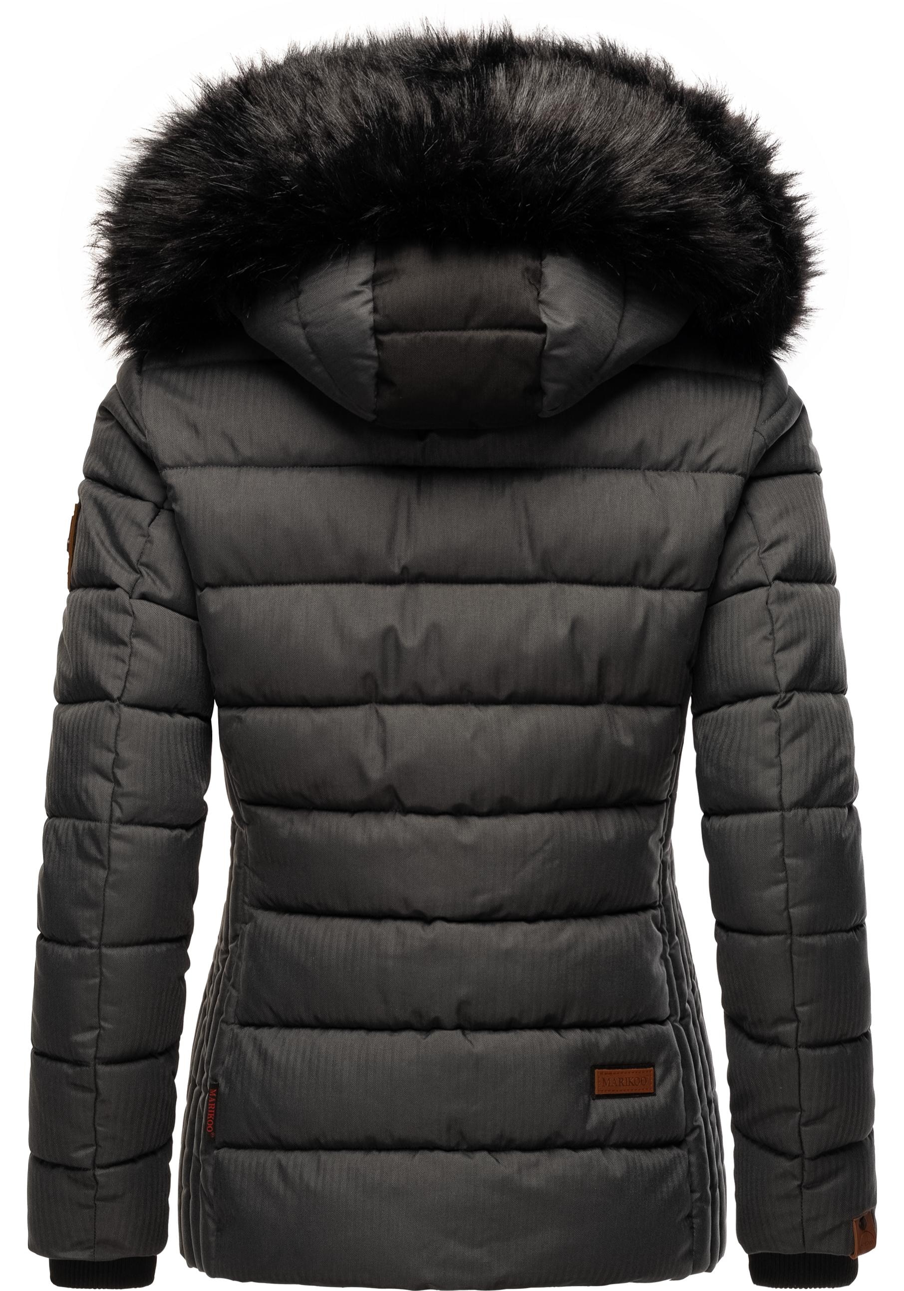 Marikoo Steppjacke »Unique«, mit Kapuze, modische Winterjacke mit Kunstpelz-Kapuze