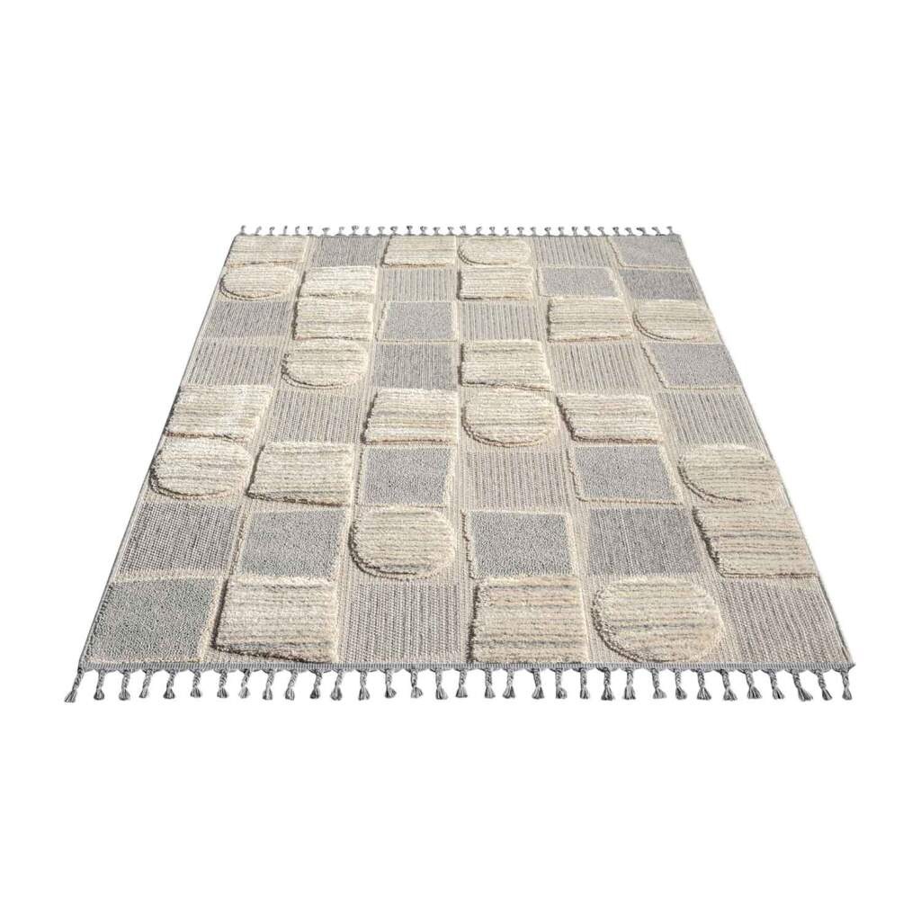 Carpet City Hochflor-Teppich »VALENCIA 950«, rechteckig, 20 mm Höhe, Läufer, Boho-Stil, Hochtief-Muster/ 3D-Effekt, mit Fransen